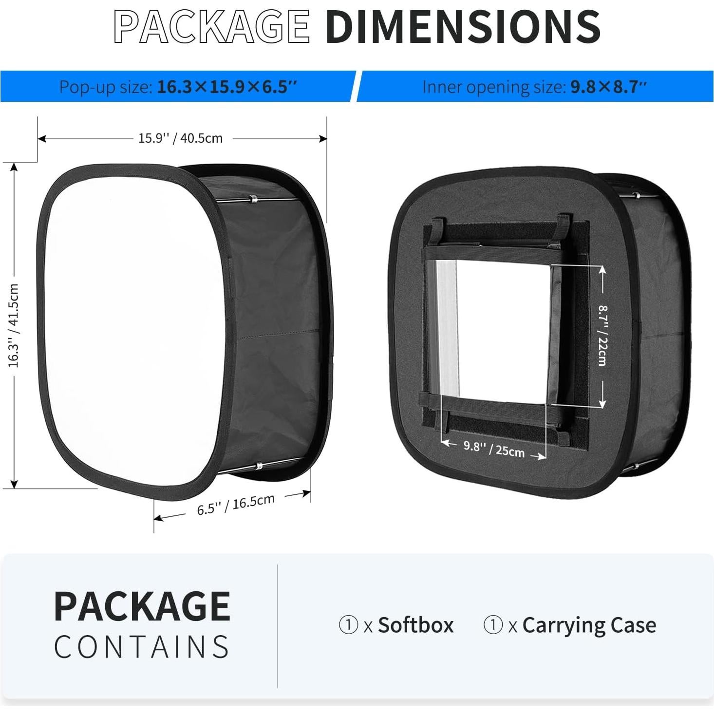 Neewer LED Light Panel Softbox for 660/530/480 LED Light - Outer 16.3'' x 6.5'', Inner 9.8'' x 8.7'', Foldable Light Diffuser with Strap Attachment and Bag for Photo Studio Portrait Video Shooting