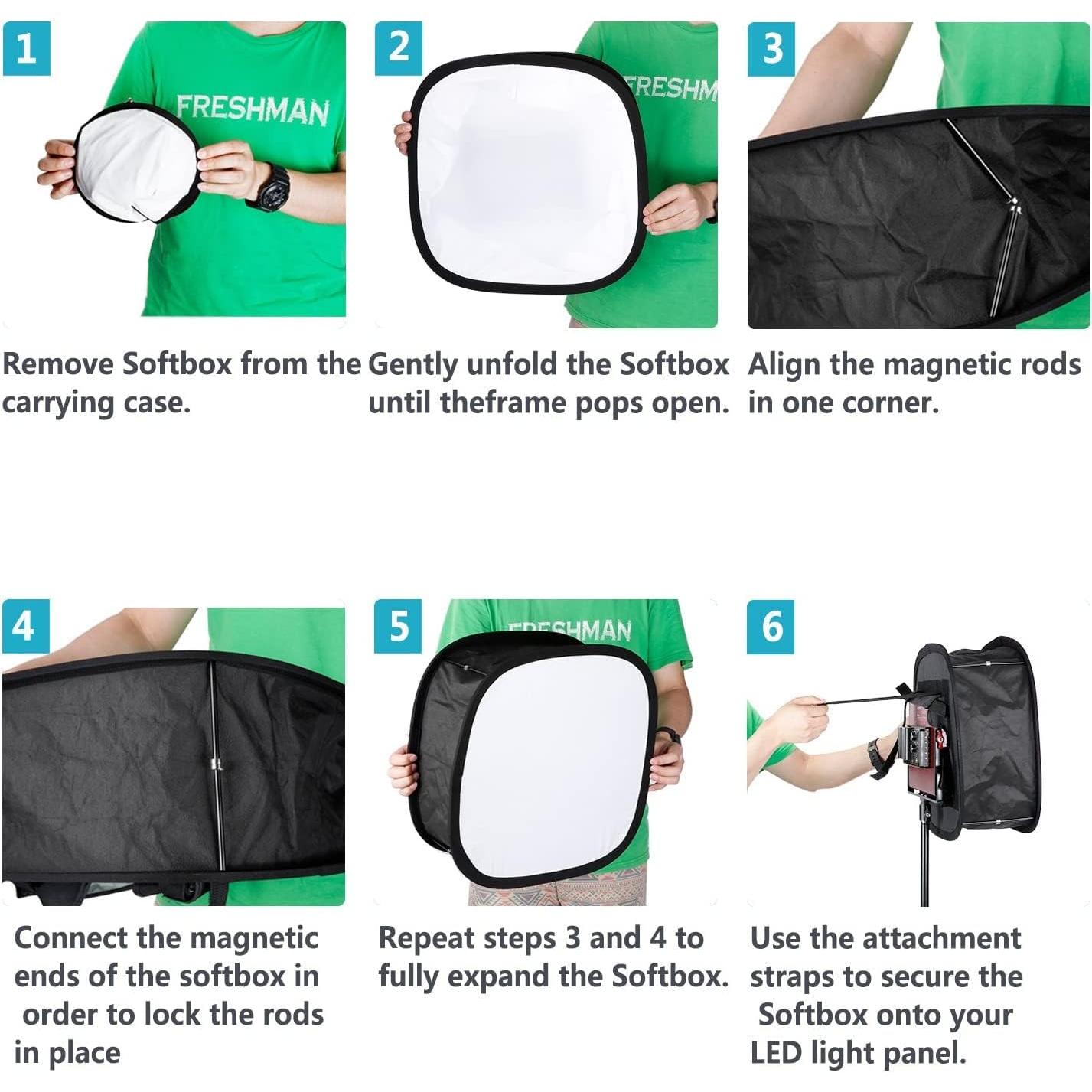 Neewer LED Light Panel Softbox for 660/530/480 LED Light - Outer 16.3'' x 6.5'', Inner 9.8'' x 8.7'', Foldable Light Diffuser with Strap Attachment and Bag for Photo Studio Portrait Video Shooting