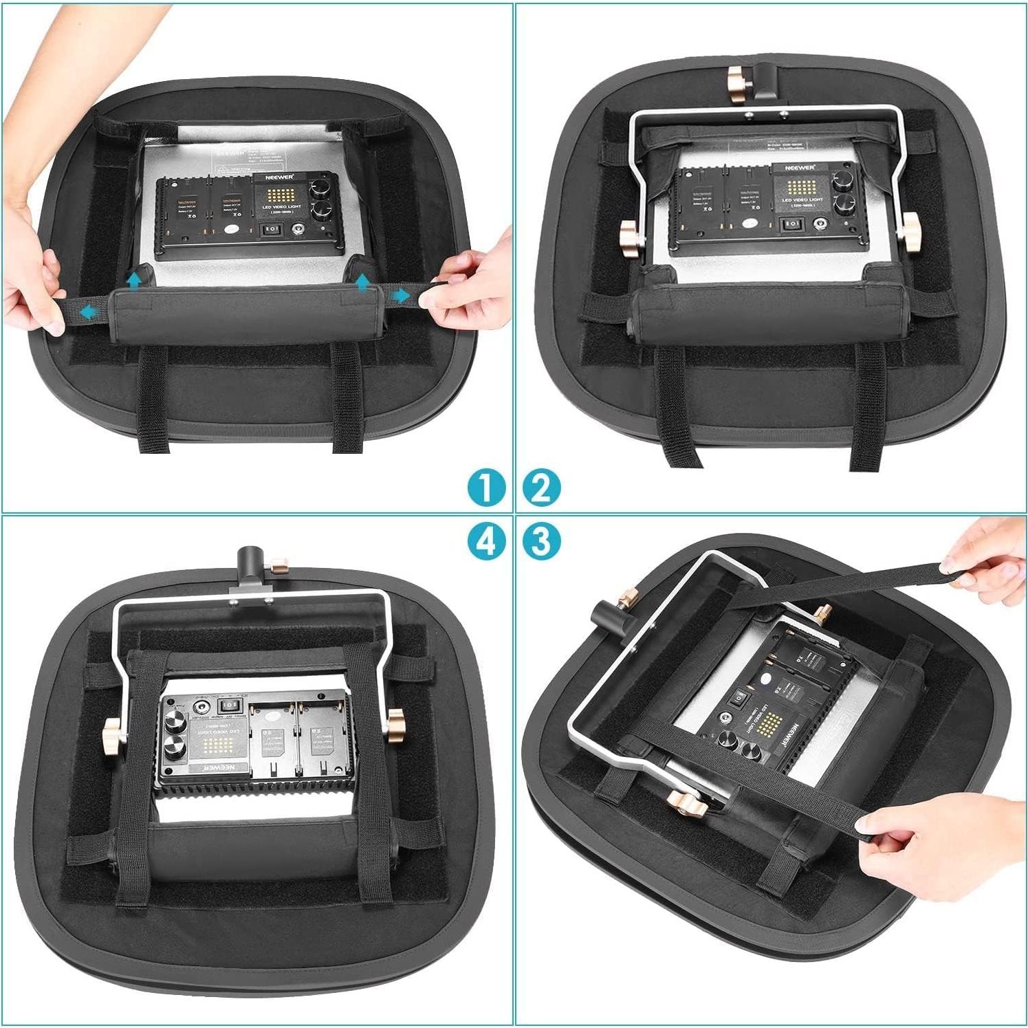 Neewer LED Light Panel Softbox for 660/530/480 LED Light - Outer 16.3'' x 6.5'', Inner 9.8'' x 8.7'', Foldable Light Diffuser with Strap Attachment and Bag for Photo Studio Portrait Video Shooting