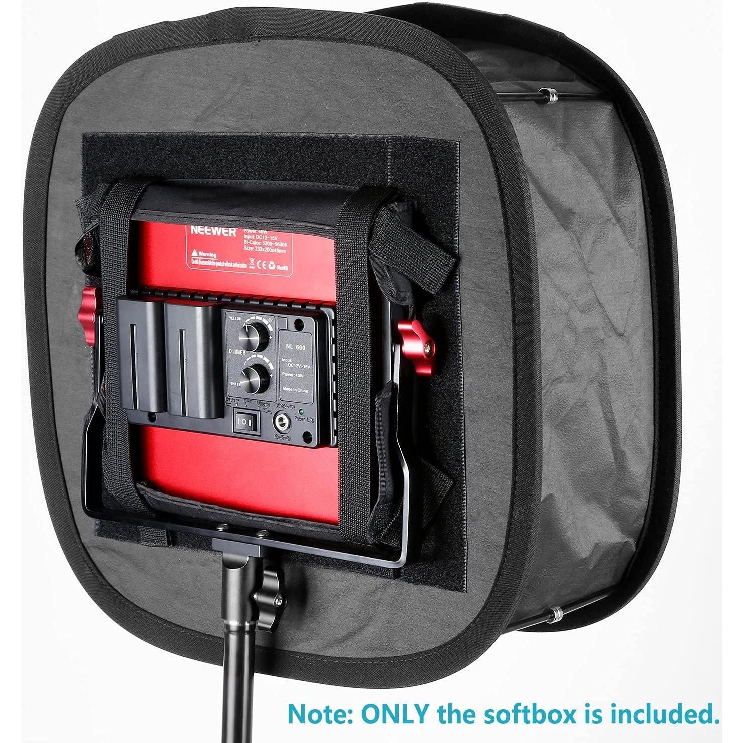 Neewer LED Light Panel Softbox for 660/530/480 LED Light - Outer 16.3'' x 6.5'', Inner 9.8'' x 8.7'', Foldable Light Diffuser with Strap Attachment and Bag for Photo Studio Portrait Video Shooting