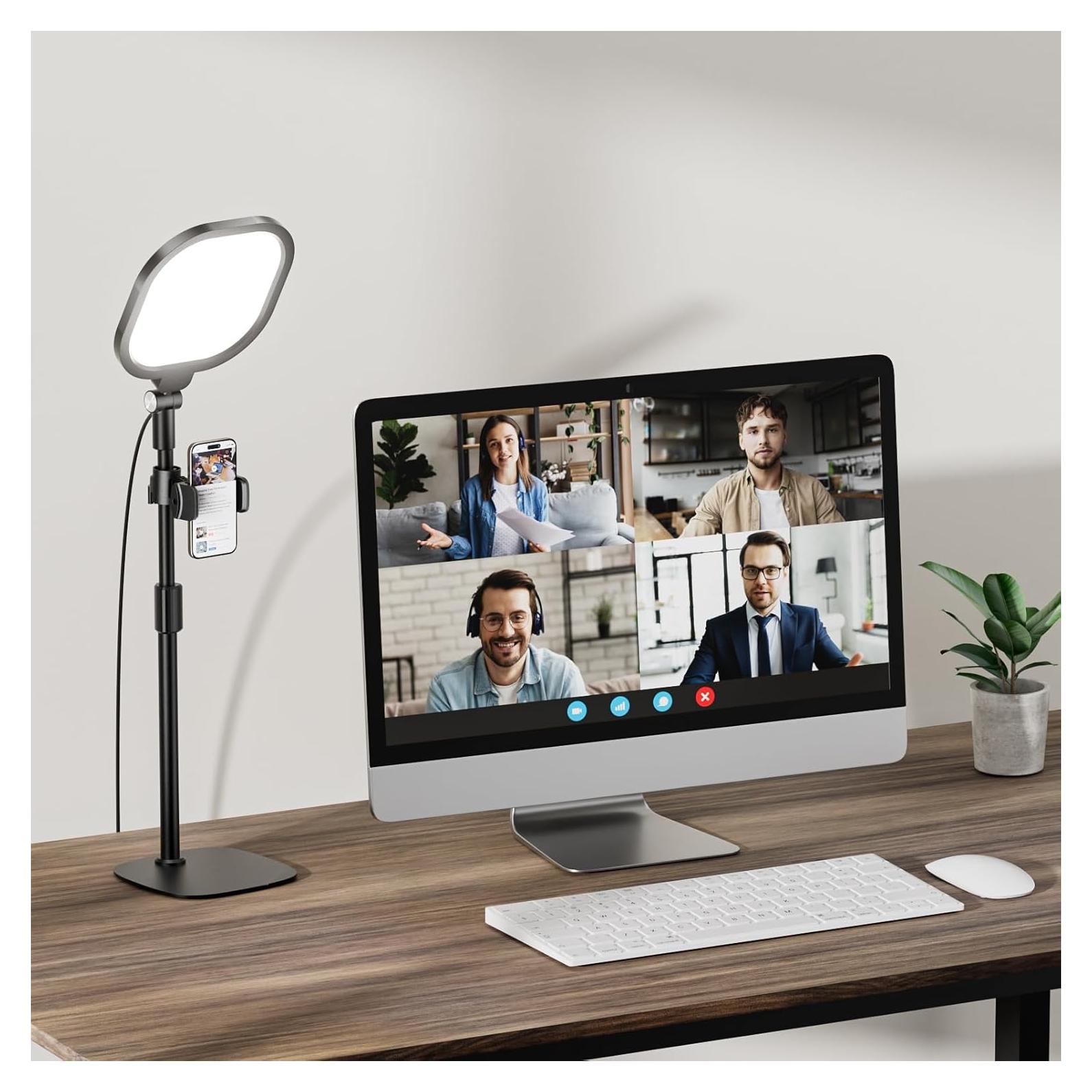 Zoom Lighting for Computer, Adjustable Desk Lighting for Video Calls, 30 Light Modes Video Conference Light, Desk Ring Light with Stand for Webcam, Meetings, Live Stream, Home Office. CRI 97.8
