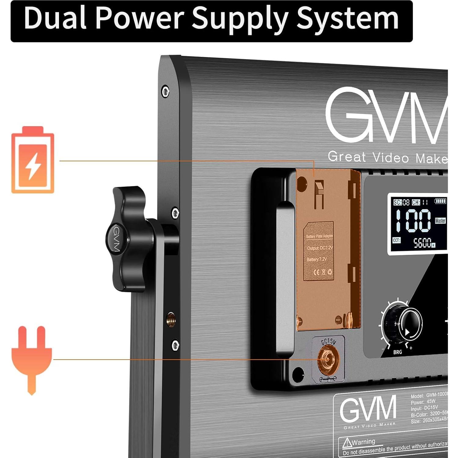 Kit de Iluminación Fotográfica GVM LED RGB 3 Piezas 3200-5600K