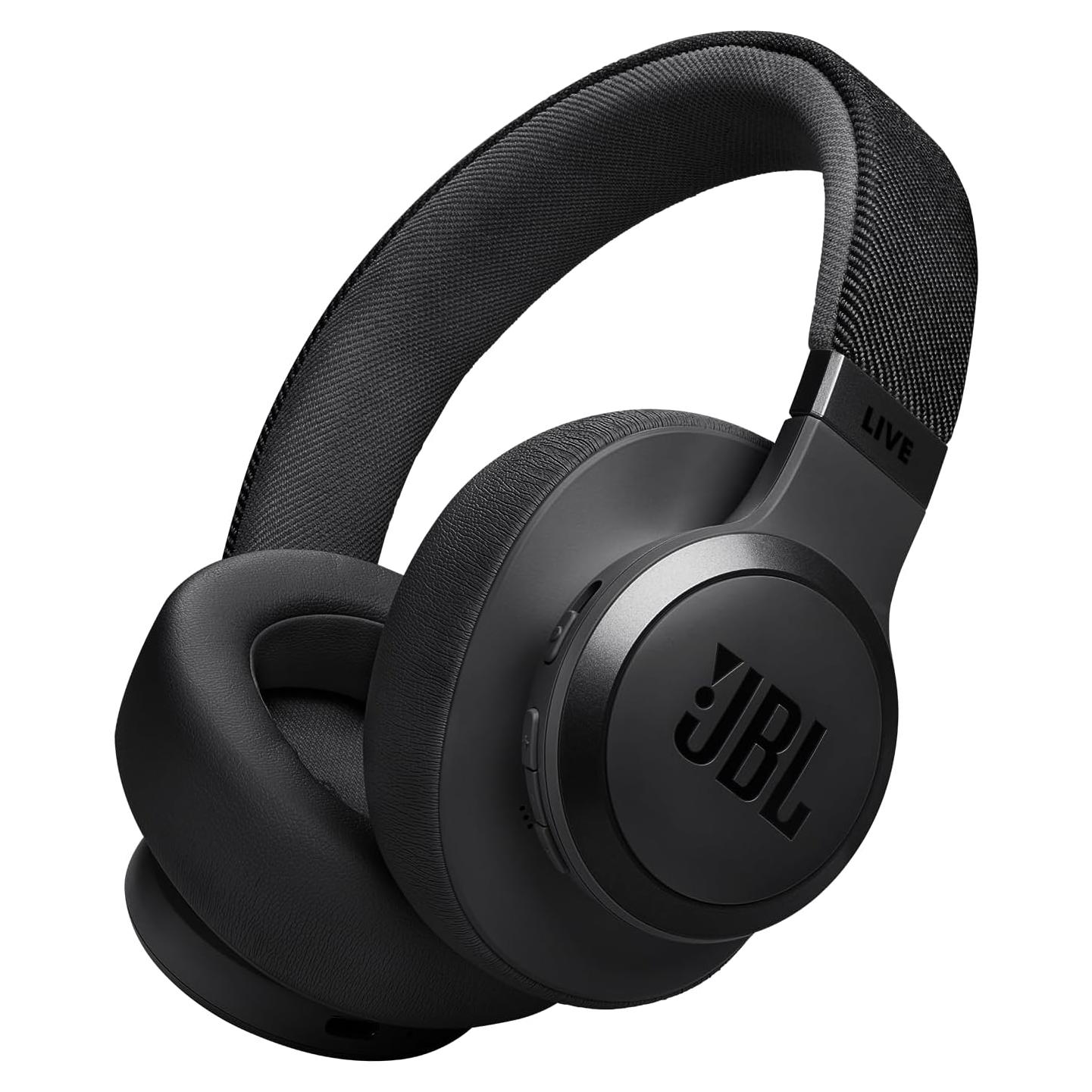 JBL Live 770NC - Wireless Over-Ear Headphones with True Adaptive Noise Cancelling with Smart Ambient, Up to 65 Hours of Battery Life, Comfort-fit Fabric Headband & Carrying Pouch (Black)