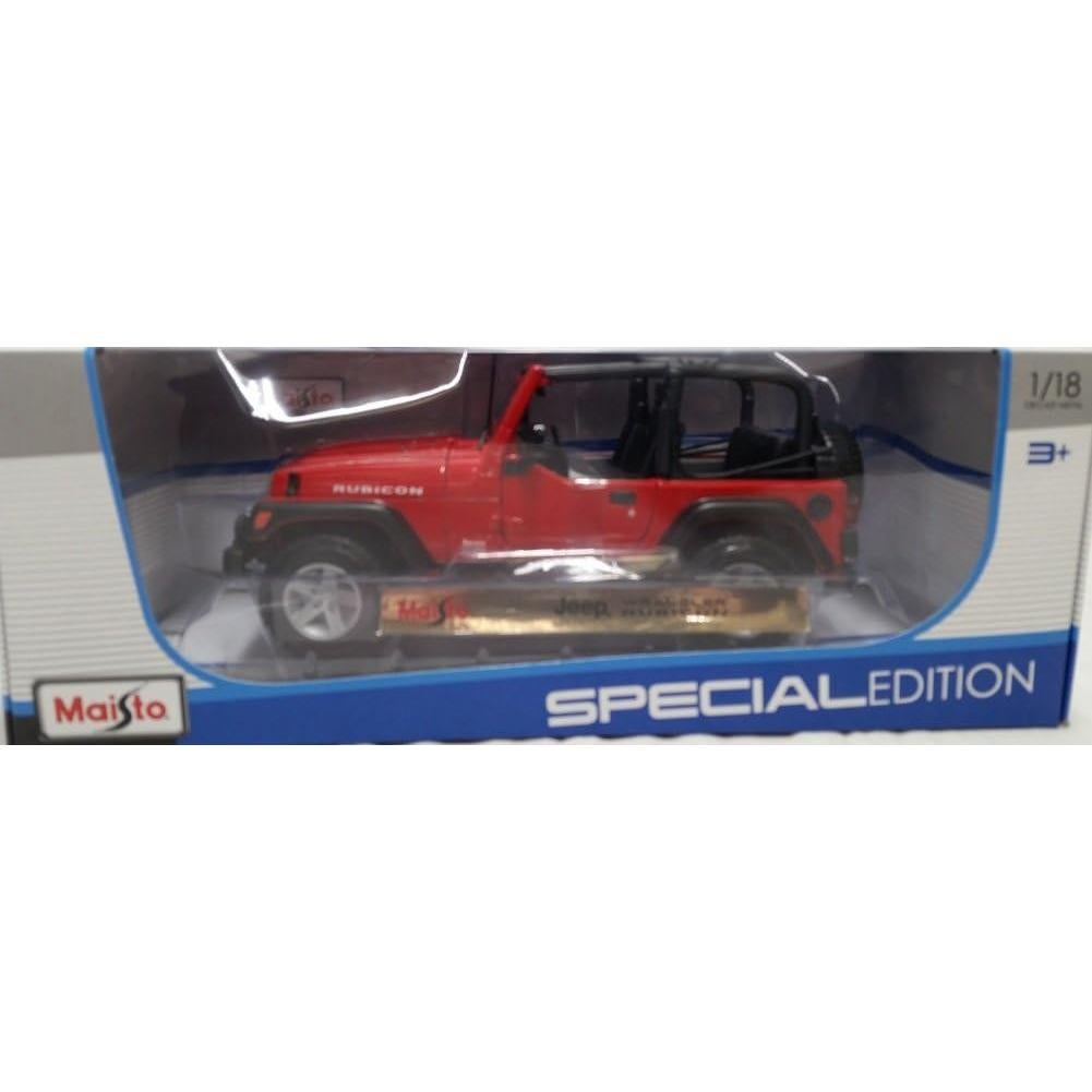 Maisto Jeep Wrangler Rubicon 1:18 Diecast Rojo Detallado
