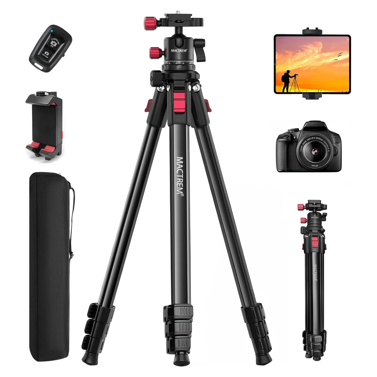 Trípode de cámara MACTREM CT67, 172 cm, ligero y portátil