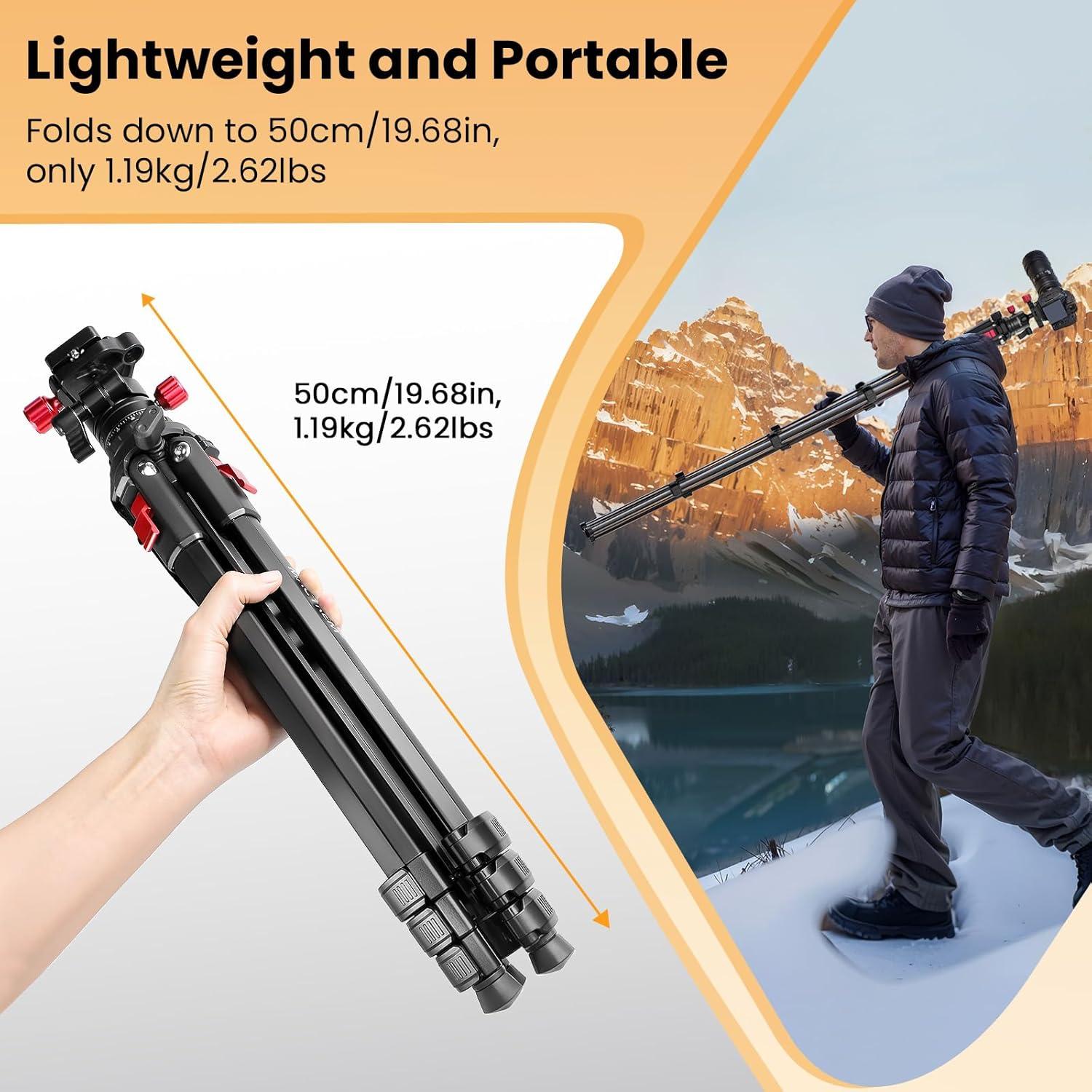 Trípode de cámara MACTREM CT67, 172 cm, ligero y portátil