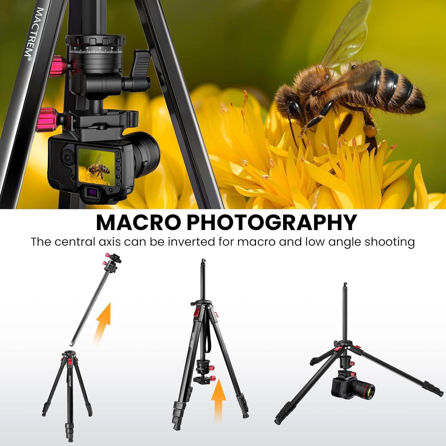 Trípode de cámara MACTREM CT67, 172 cm, ligero y portátil