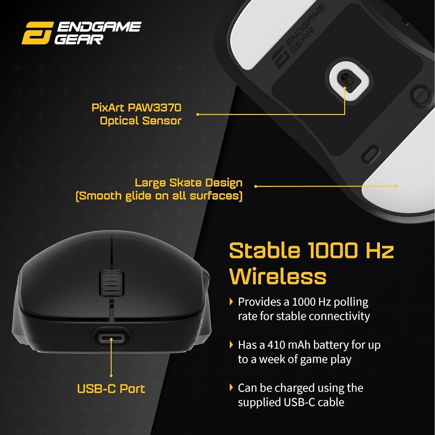 Ratón Gaming Inalámbrico Endgame Gear XM2we 19,000 DPI Negro