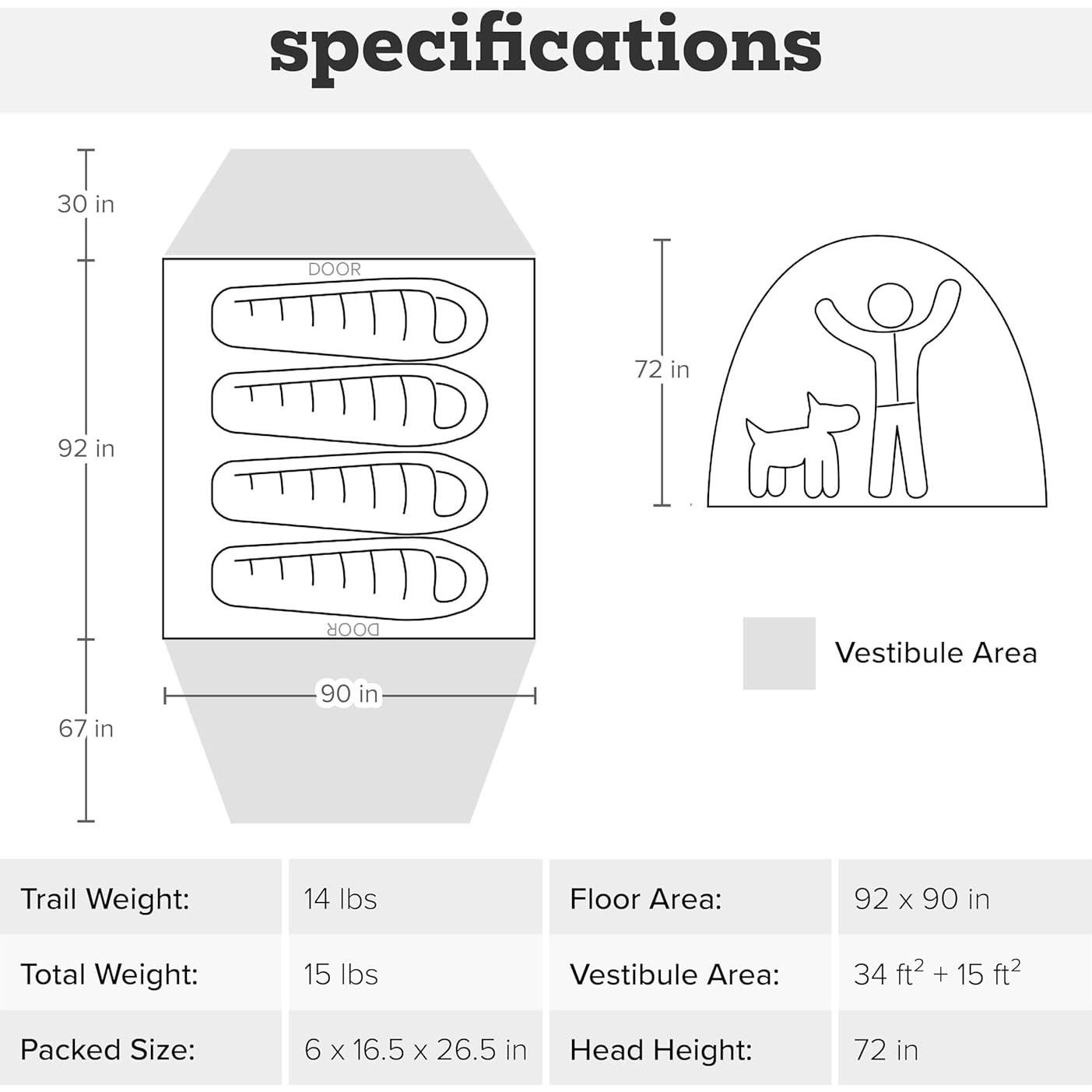 Carpa Familiar Big Agnes Casa de Cama 4 Personas Impermeable