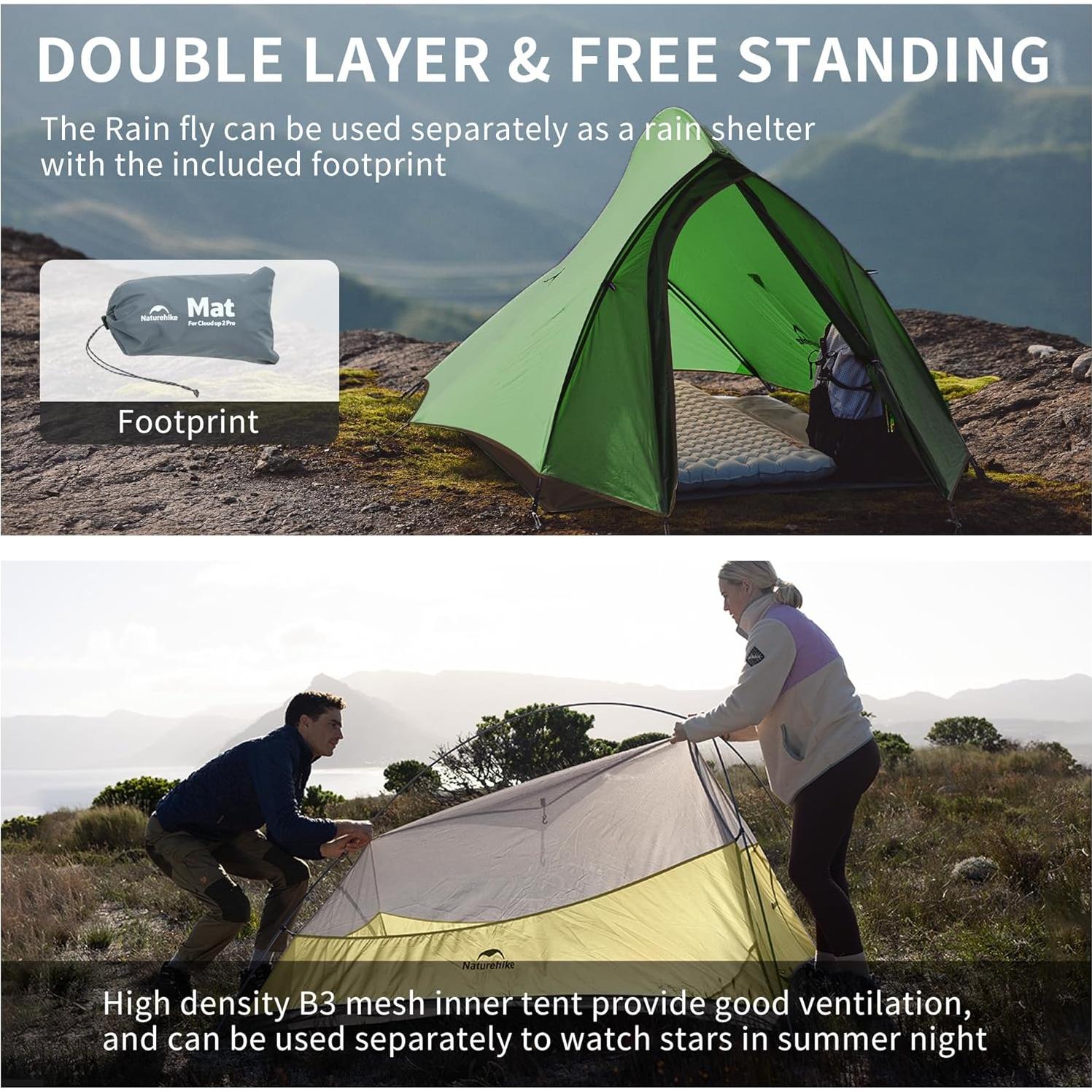 Carpa Naturehike Cloud-Up Pro 2 Personas Impermeable 4000mm