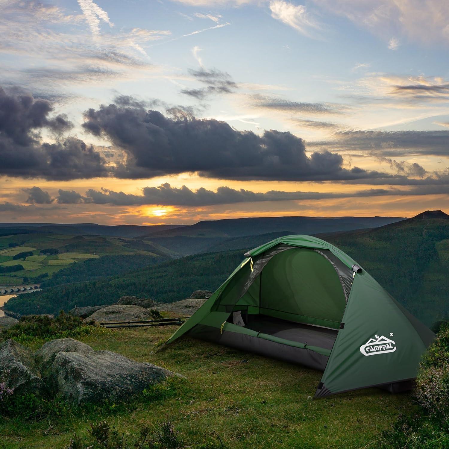 Carpa Camppal para 1 Persona 4 Estaciones Impermeable Verde