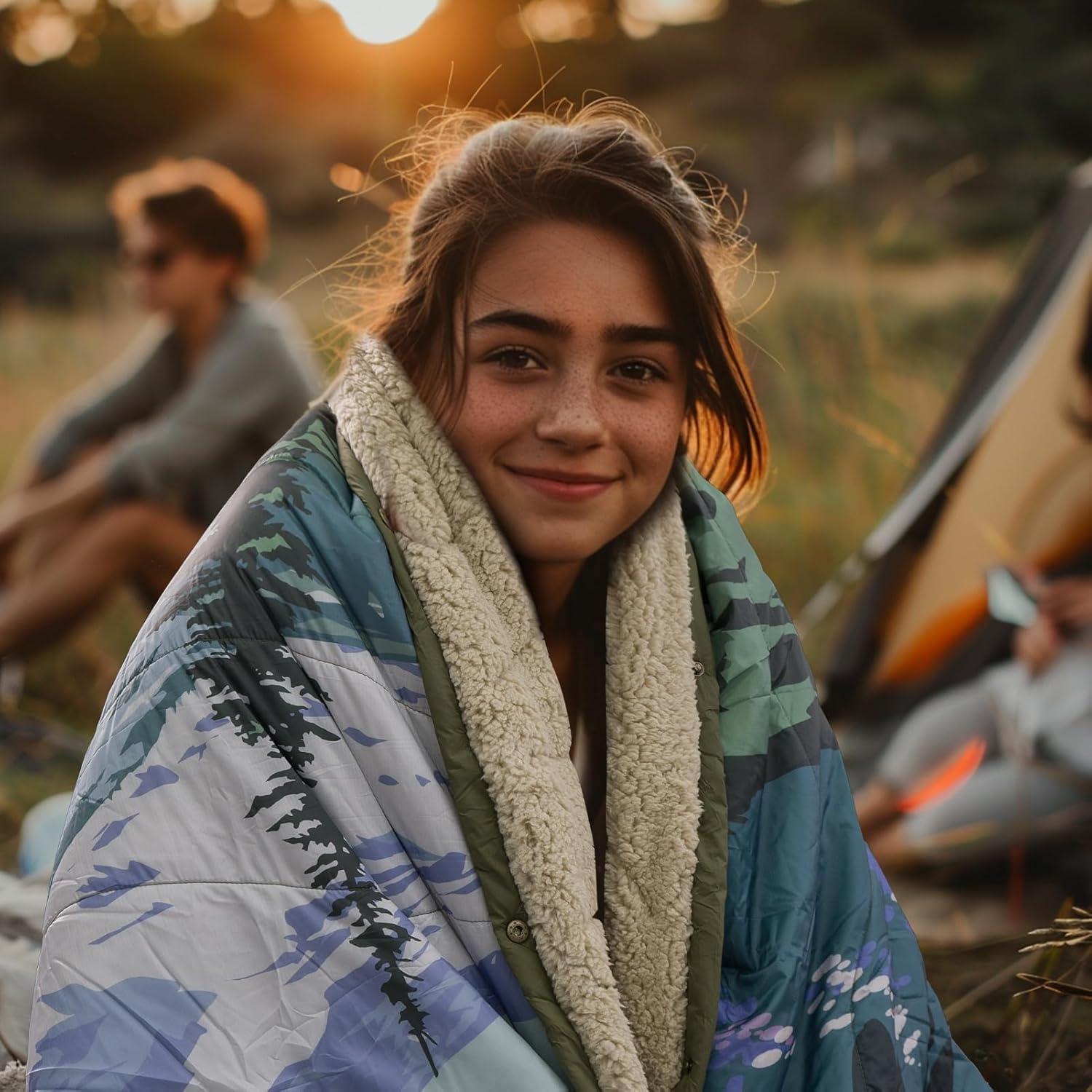 Manta de Camping KawaGebo Kamp Sherpa 198x142 cm Verde Aden