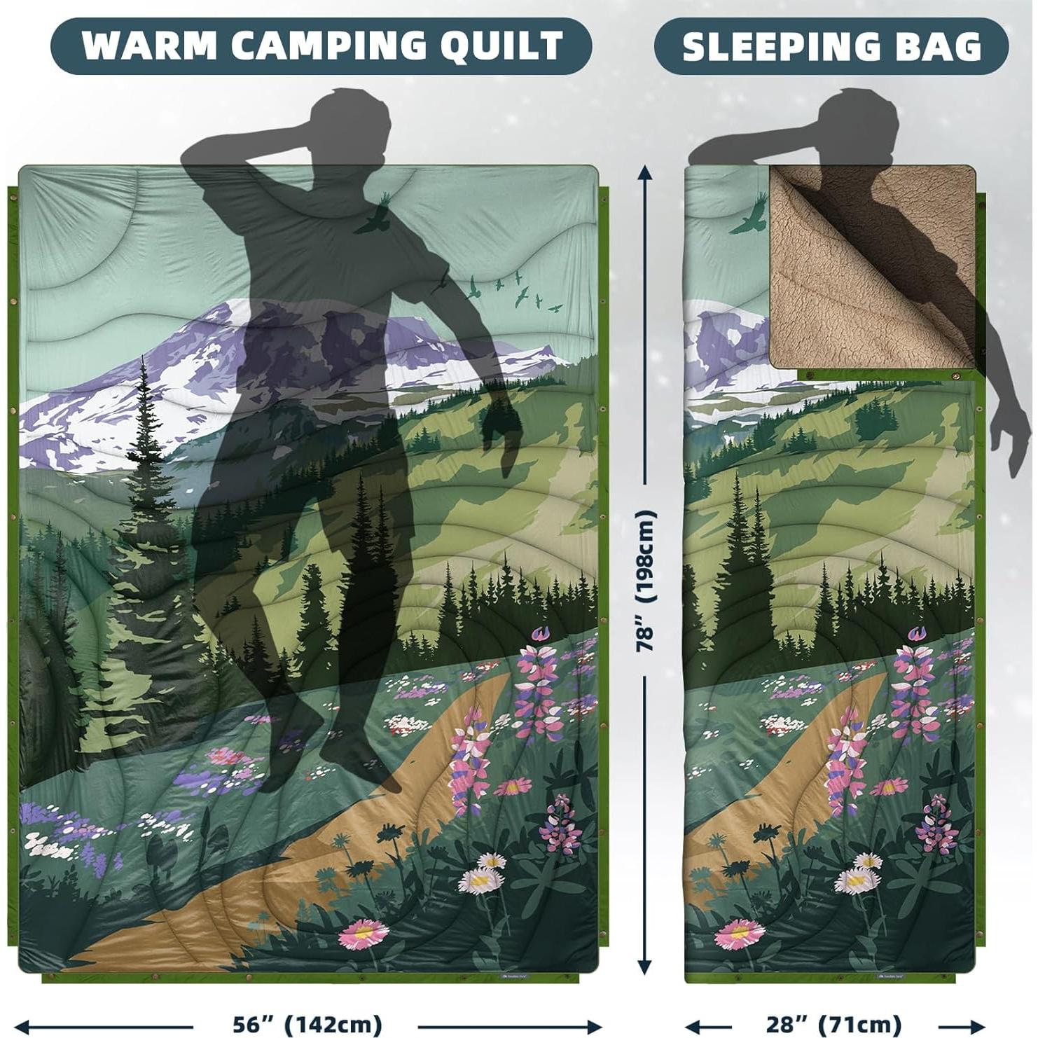 Manta de Camping KawaGebo Kamp Sherpa 198x142 cm Verde Aden