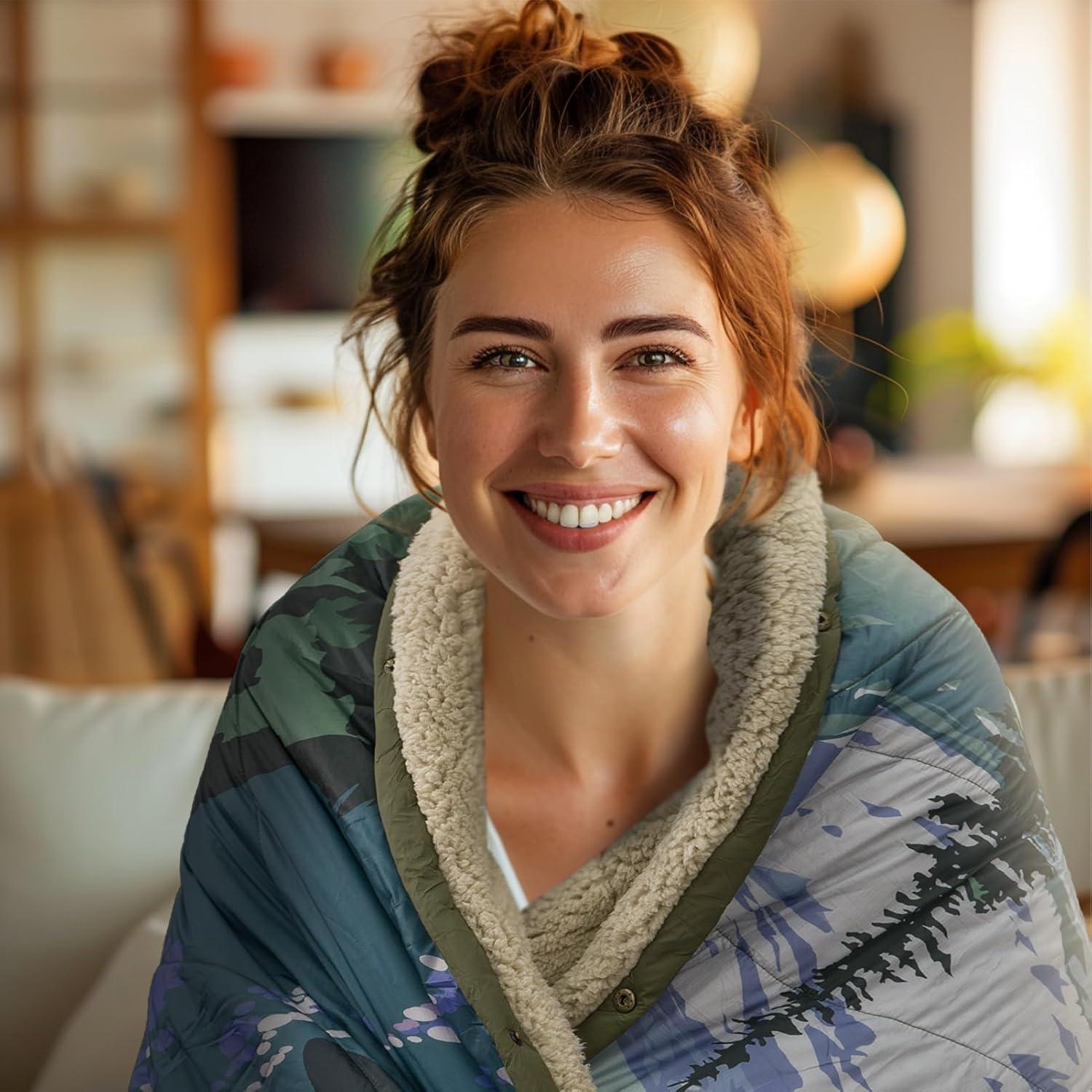 Manta de Camping KawaGebo Kamp Sherpa 198x142 cm Verde Aden