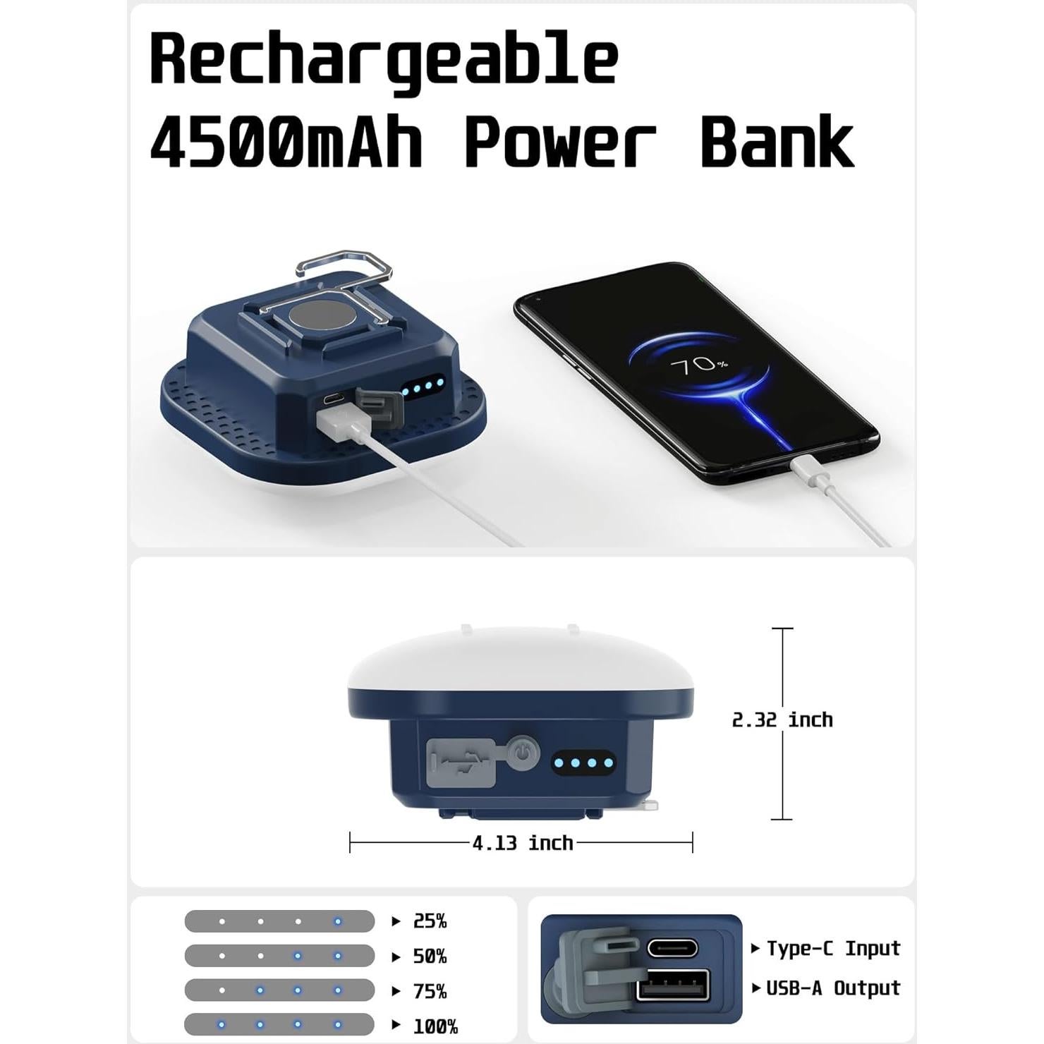 Luces de Camping Recargables MOSLIGHTING 800LM IP54 Azul