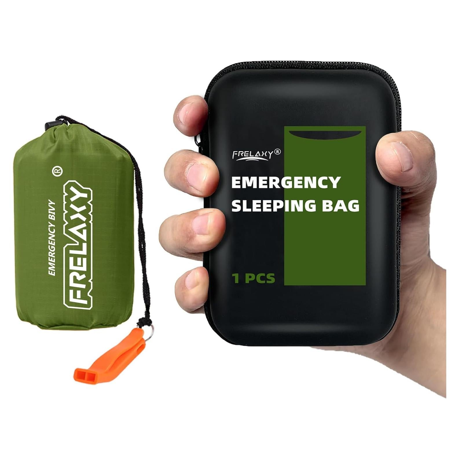 Bolsa de Dormir de Emergencia Frelaxy Verde Militar 2.13x0.91m