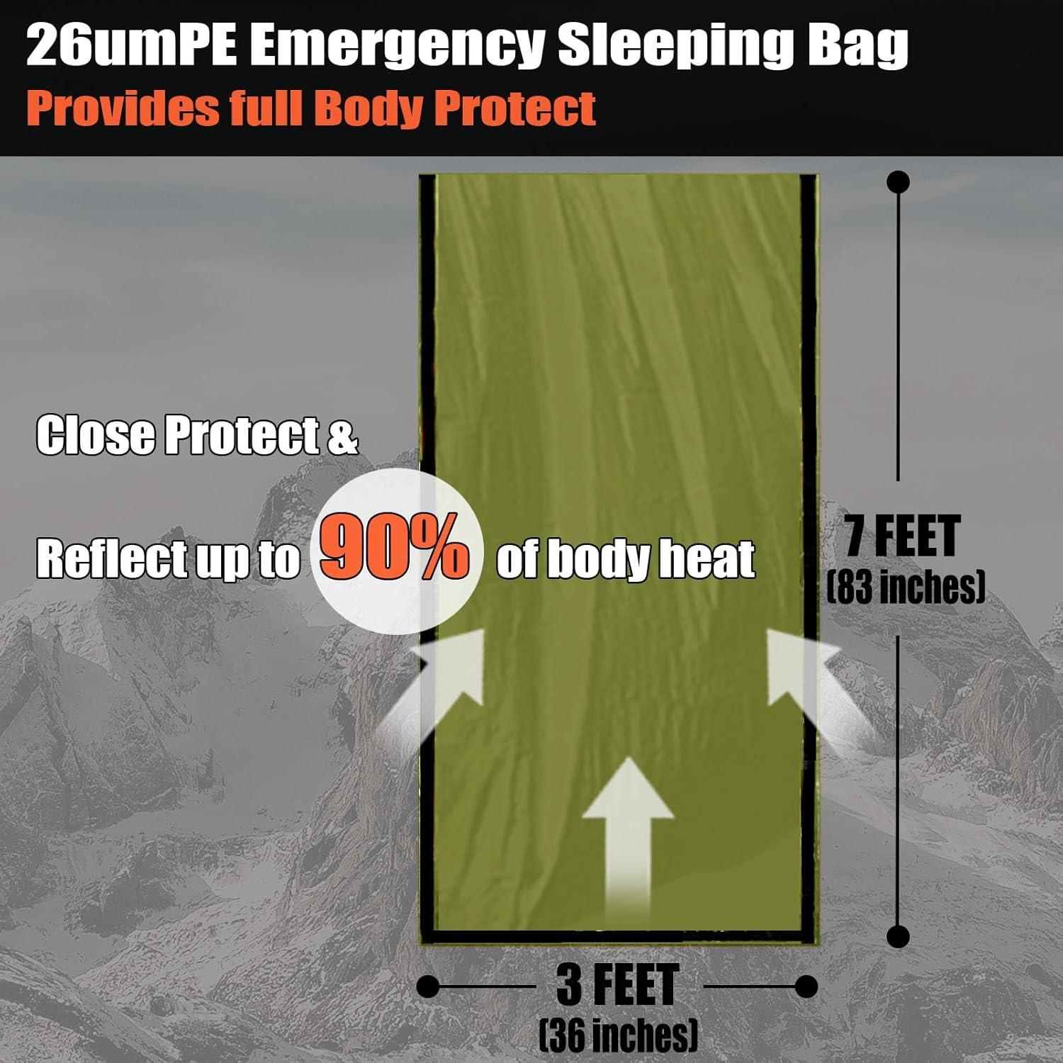 Bolsa de Dormir de Emergencia Frelaxy Verde Militar 2.13x0.91m