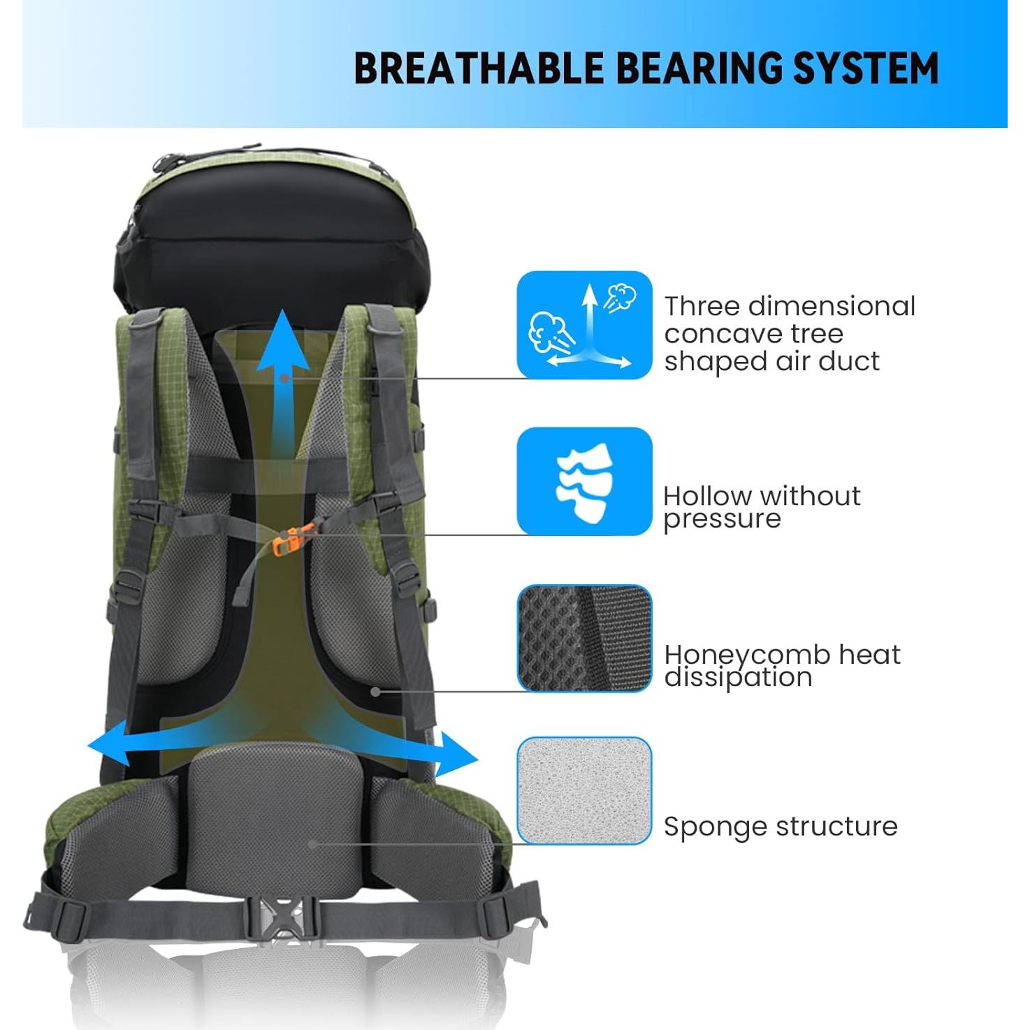 Mochila Impermeable Bseash 80L para Senderismo y Camping