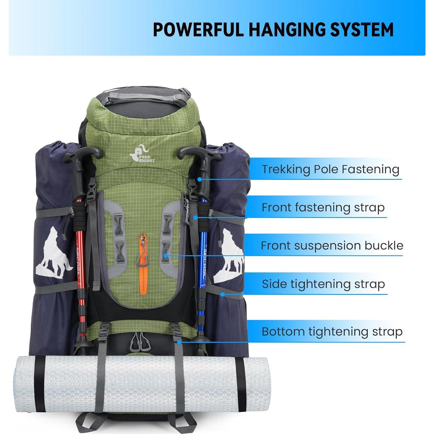 Mochila Impermeable Bseash 80L para Senderismo y Camping