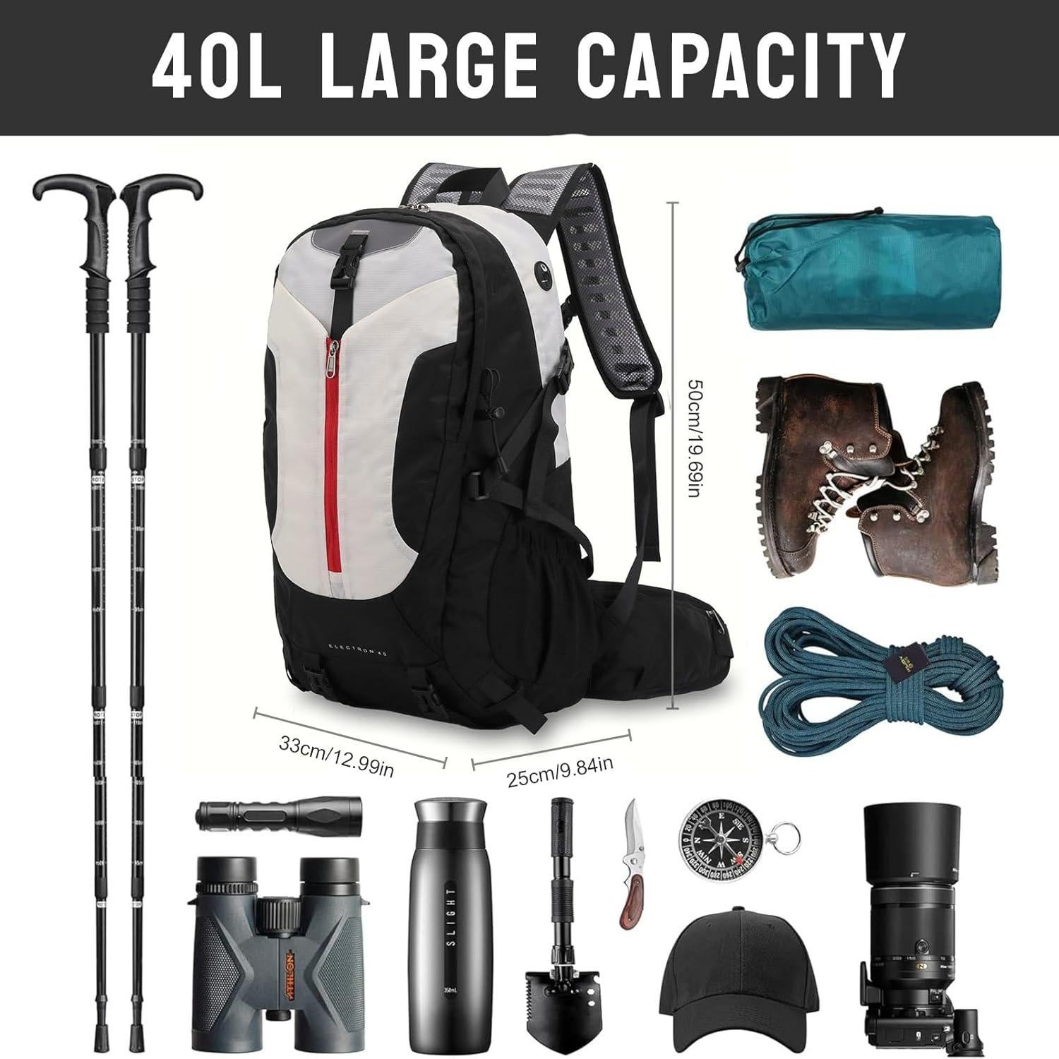 Mochila de Senderismo UtiaMiaoGonGo 40L Impermeable Negra