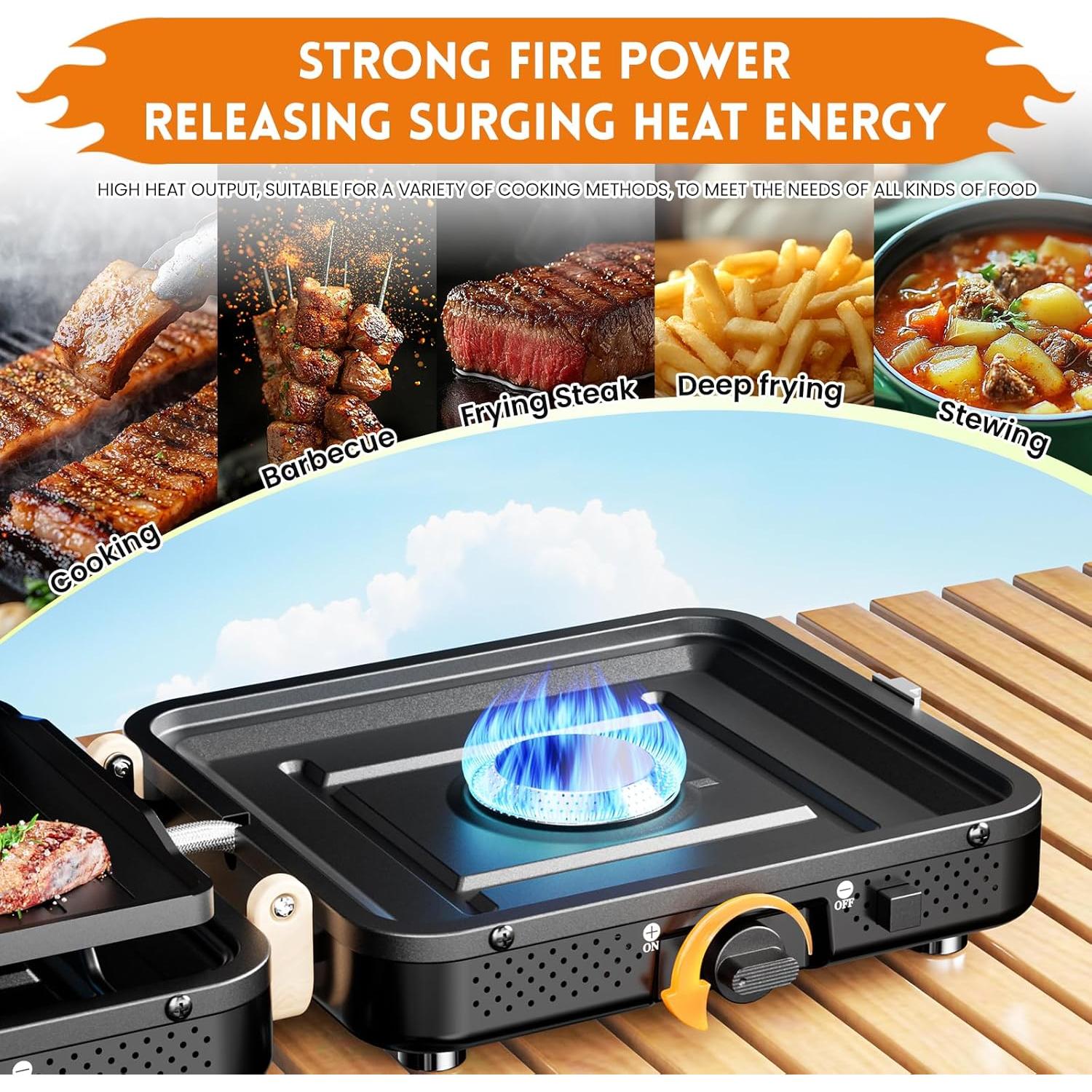 Estufa de Camping a Propano Affluent 2 Quemadores con Grill