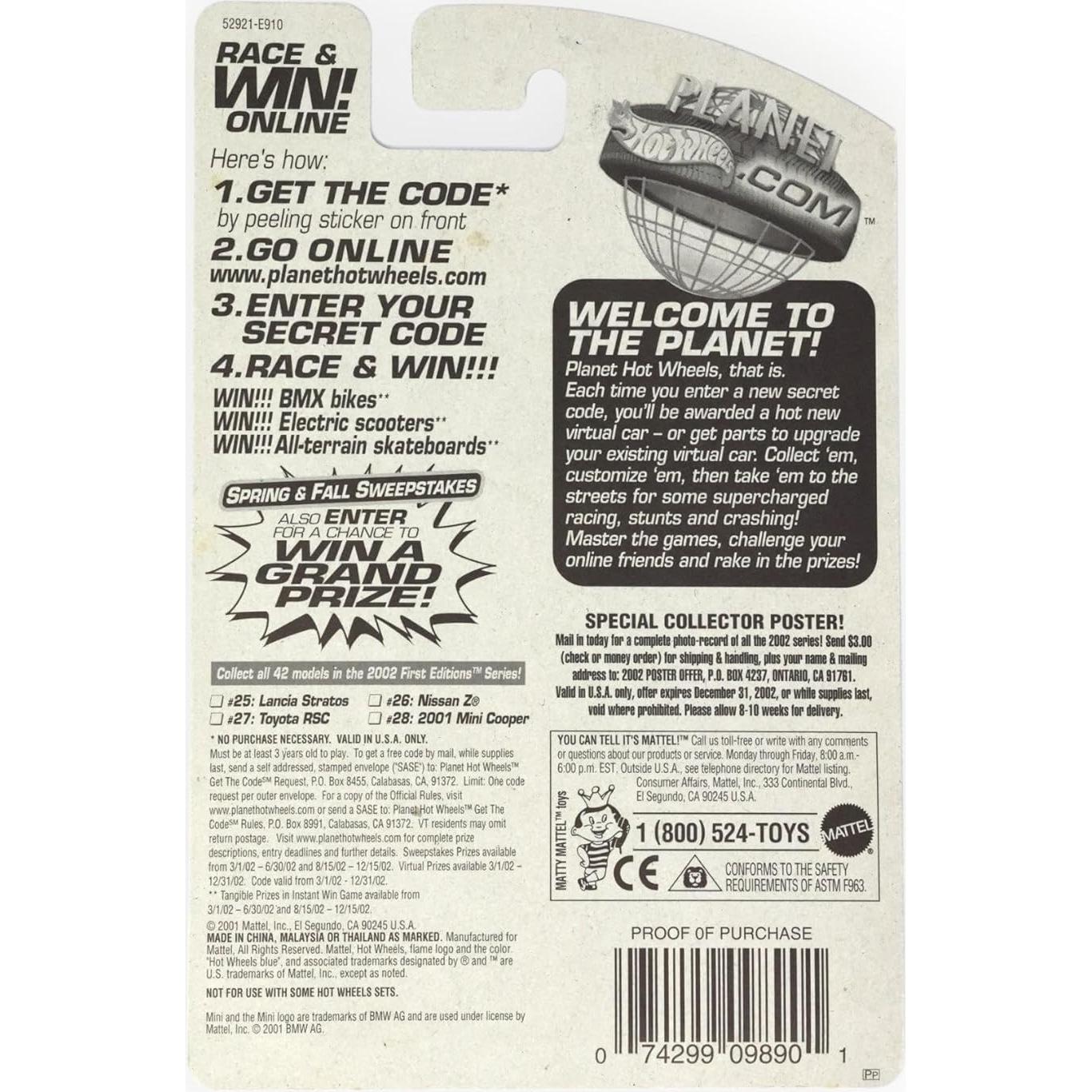 Mini Cooper 2001 Hot Wheels 1:64 Coleccionable Mattel