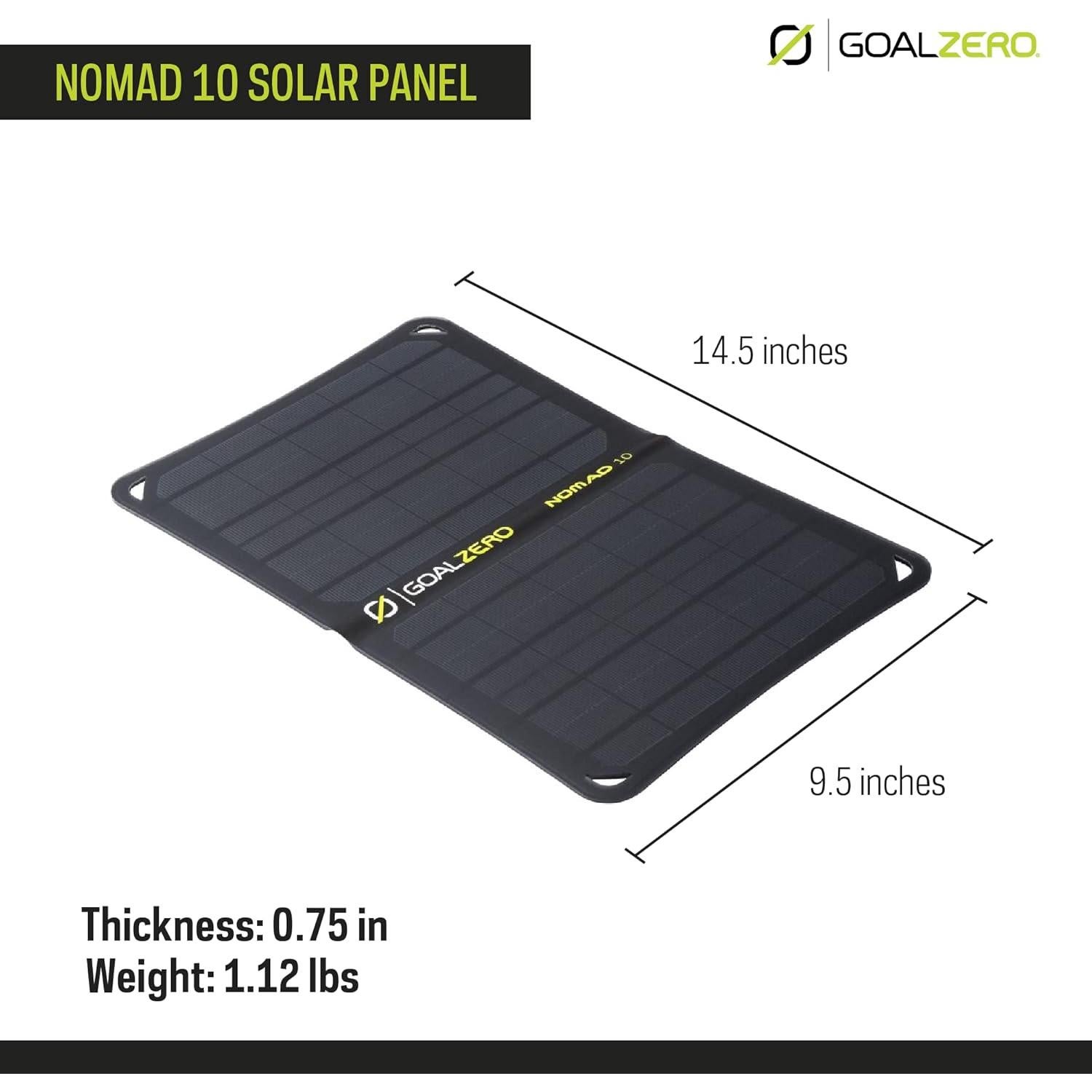 Panel Solar Plegable Goal Zero Nomad 10W USB para Viajes