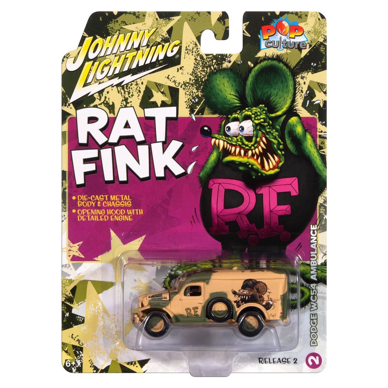 Coche Diecast Johnny Lightning Rat Fink Dodge WC54 1:64