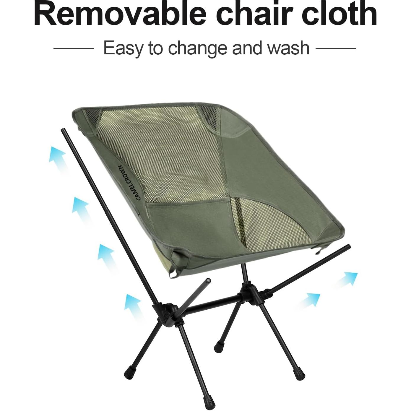 CAMEL CROWN Portable Camping Chair Lightweight Compact Folding Chair Mesh for Outdoor Camp Travel Beach Picnic Festival Hiking Backpacking Army Green