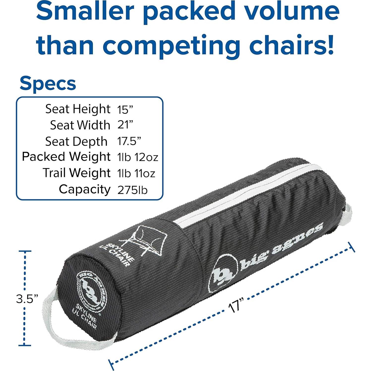 Silla de Senderismo Ultraligera Big Agnes Skyline UL Negra