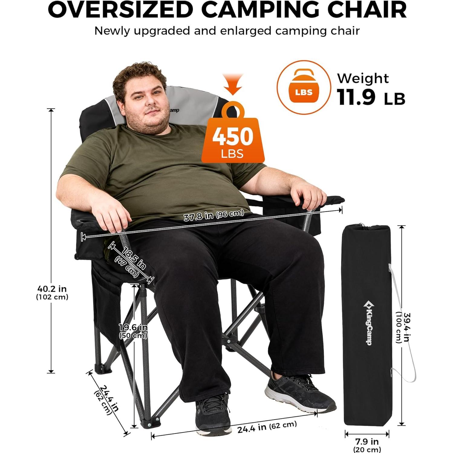 Silla de Camping Plegable KingCamp Sobredimensionada 204 kg