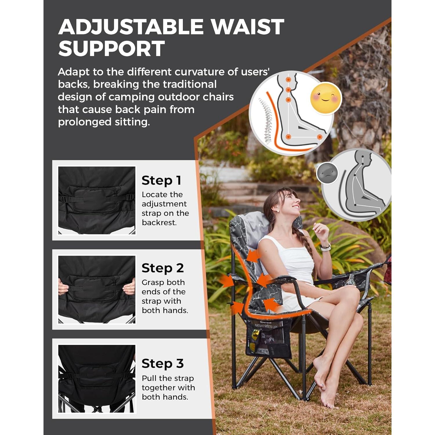 Silla de Camping Plegable KingCamp Sobredimensionada 204 kg