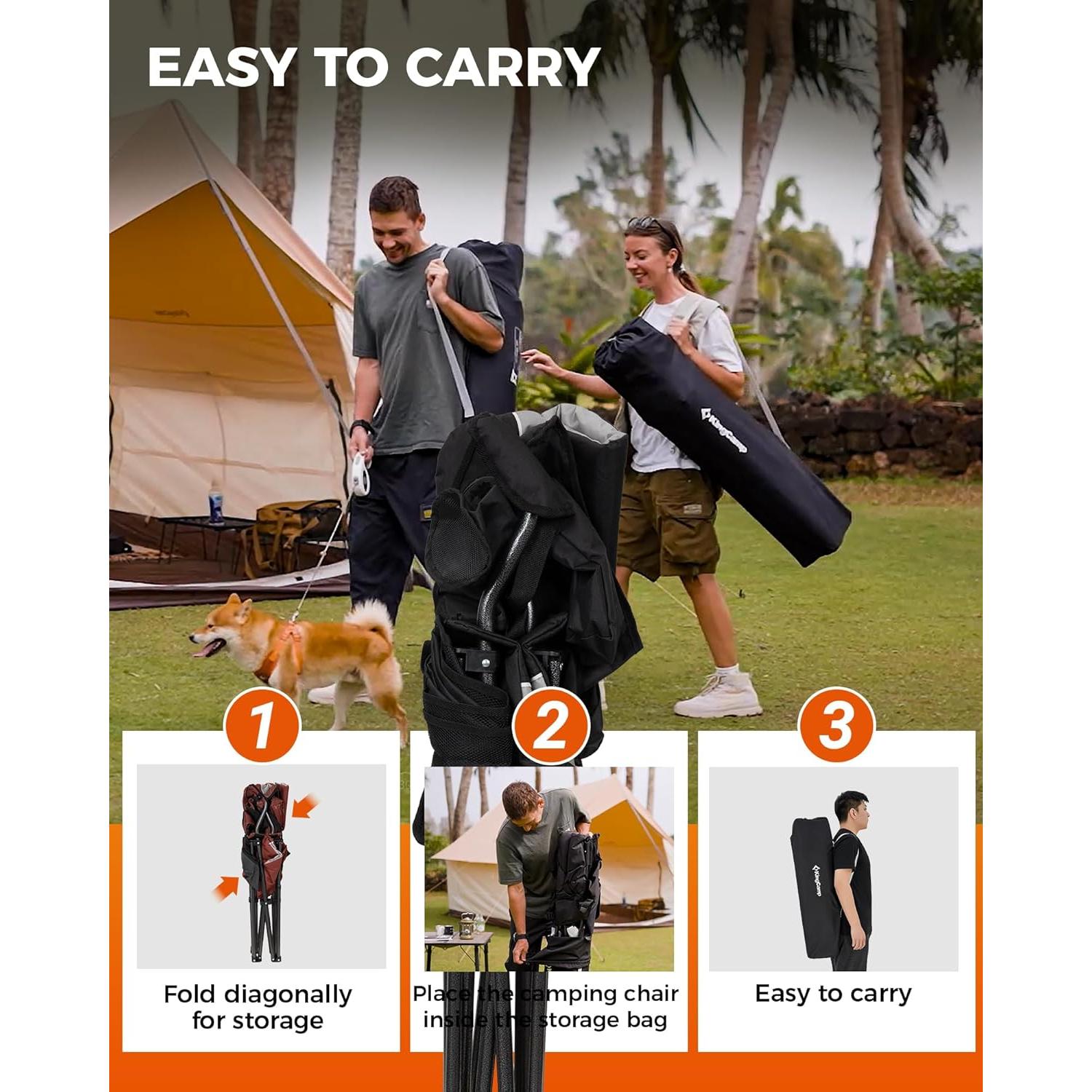 Silla de Camping Plegable KingCamp Sobredimensionada 204 kg