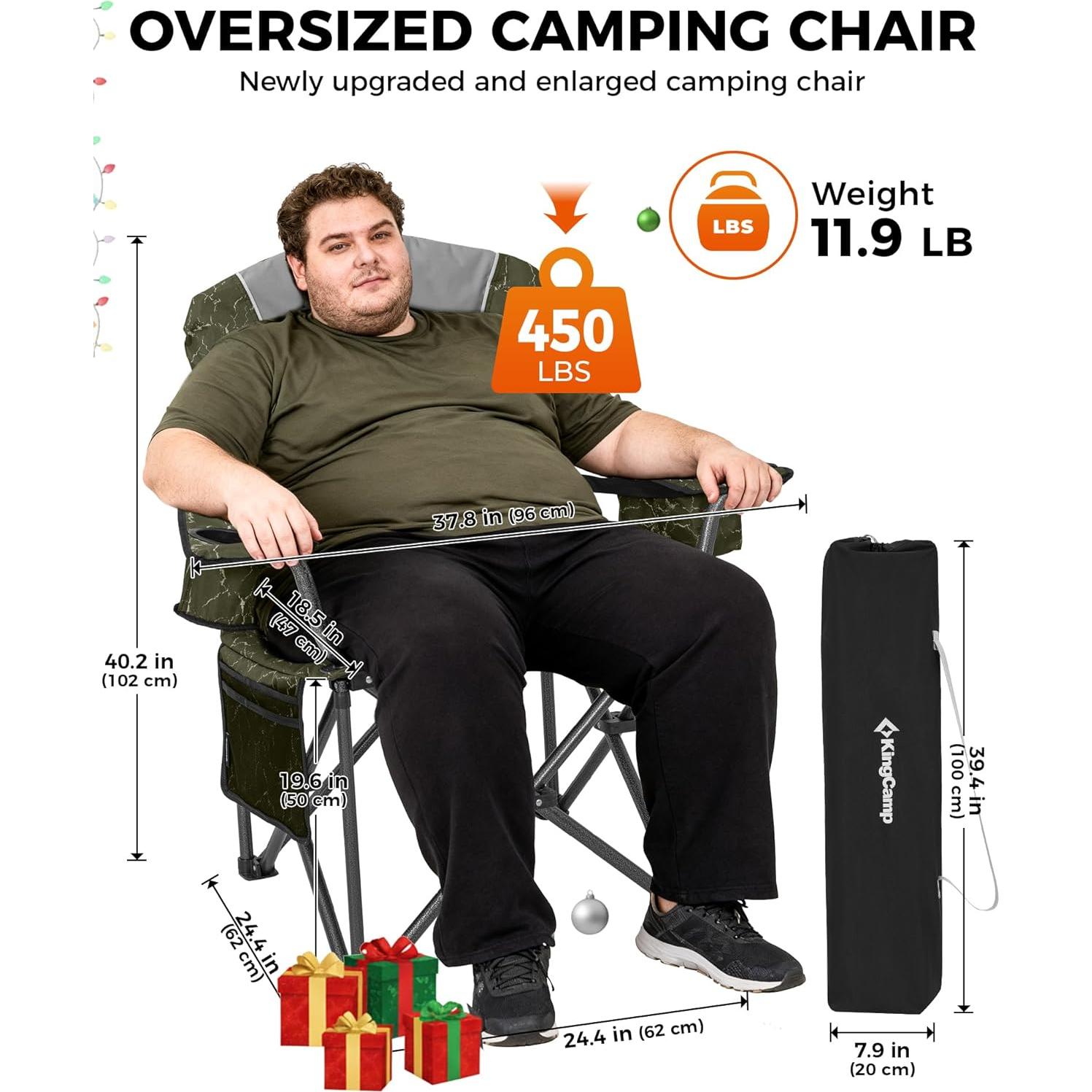 Silla de Camping Plegable KingCamp Grande 204 kg Verde