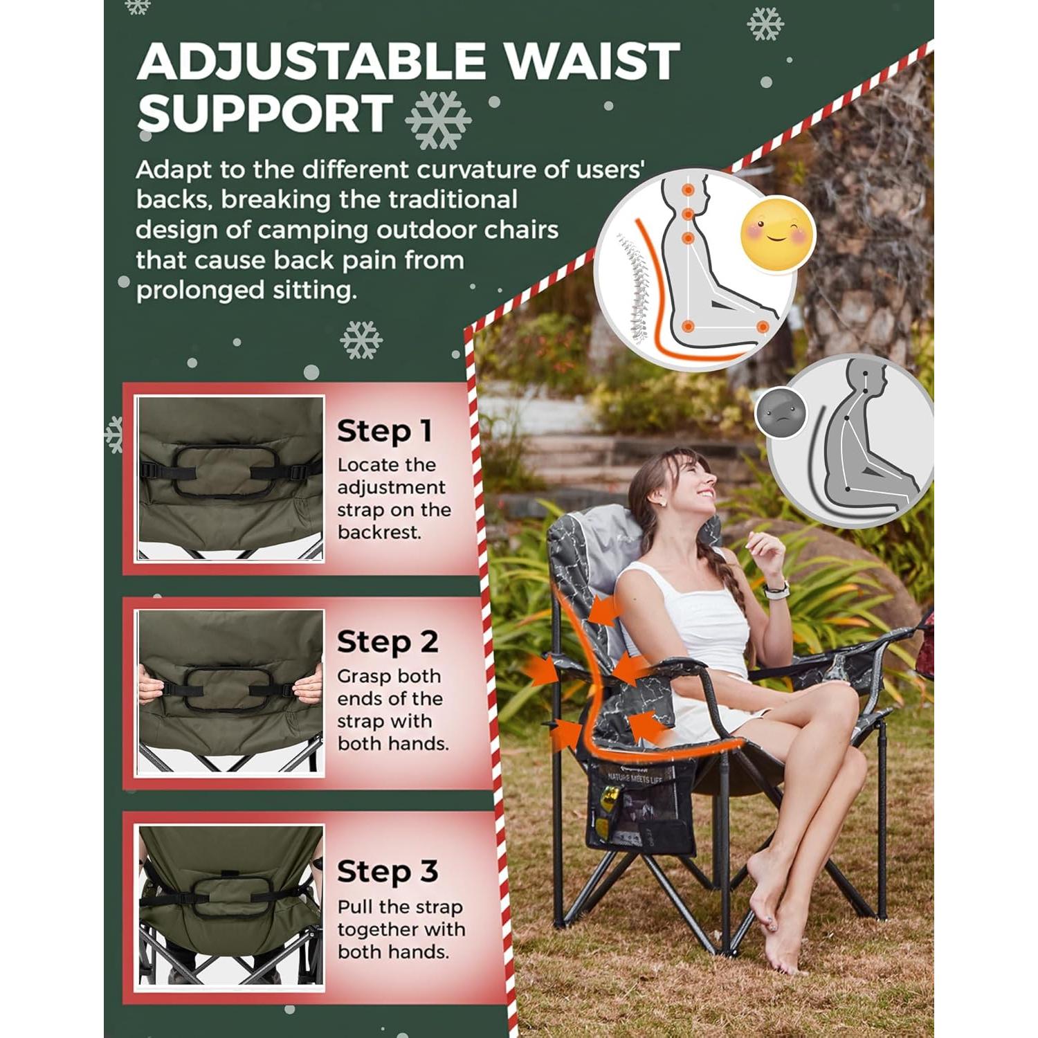 Silla de Camping Plegable KingCamp Grande 204 kg Verde