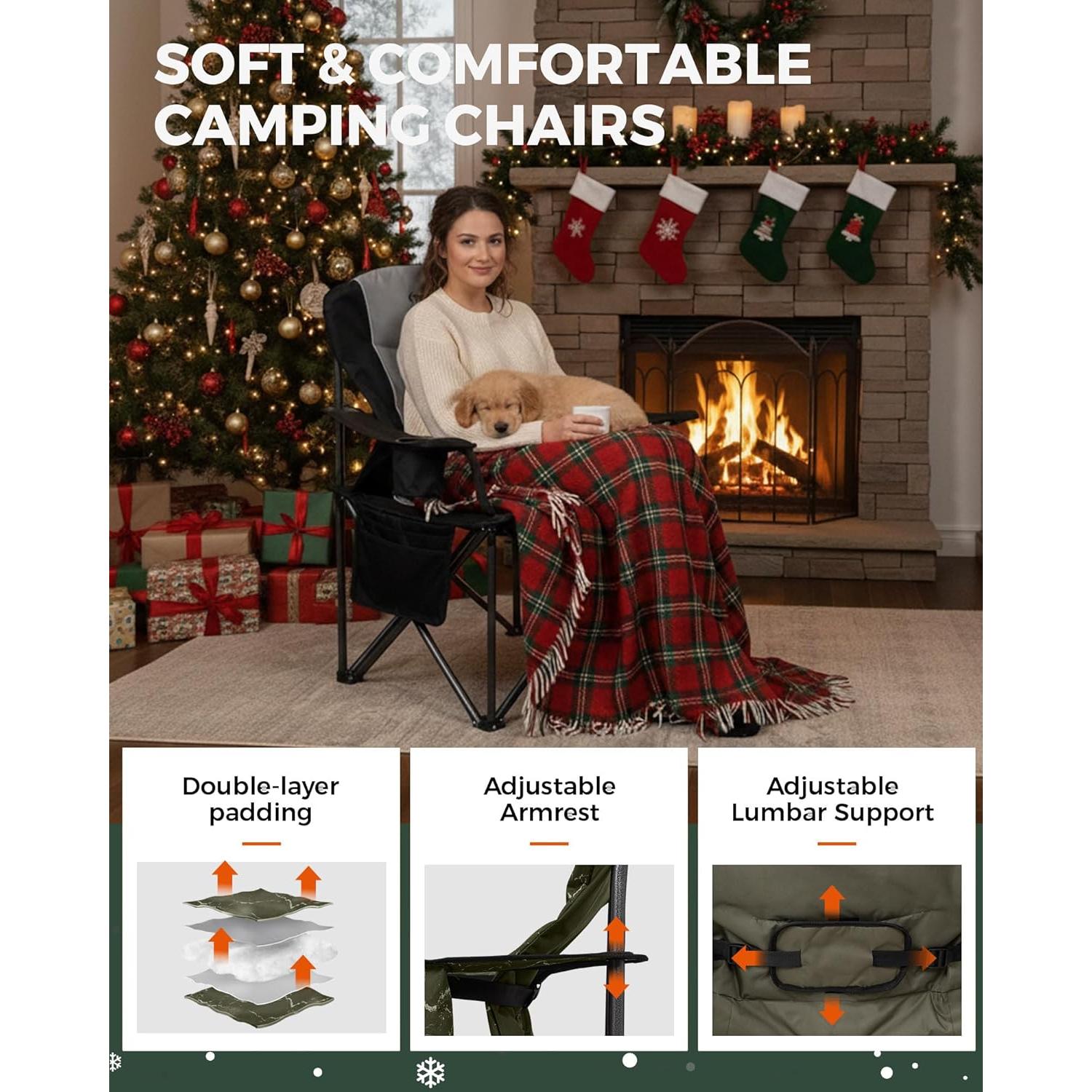 Silla de Camping Plegable KingCamp Grande 204 kg Verde