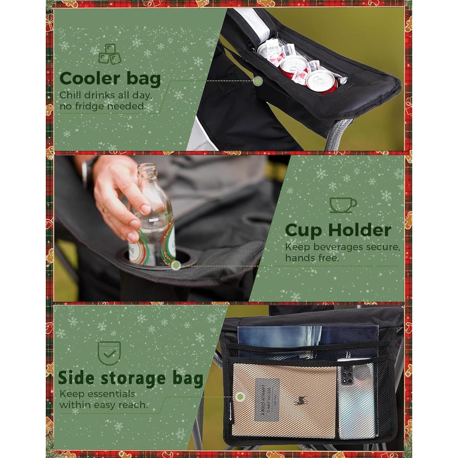 Silla de Camping Plegable KingCamp Grande 204 kg Verde