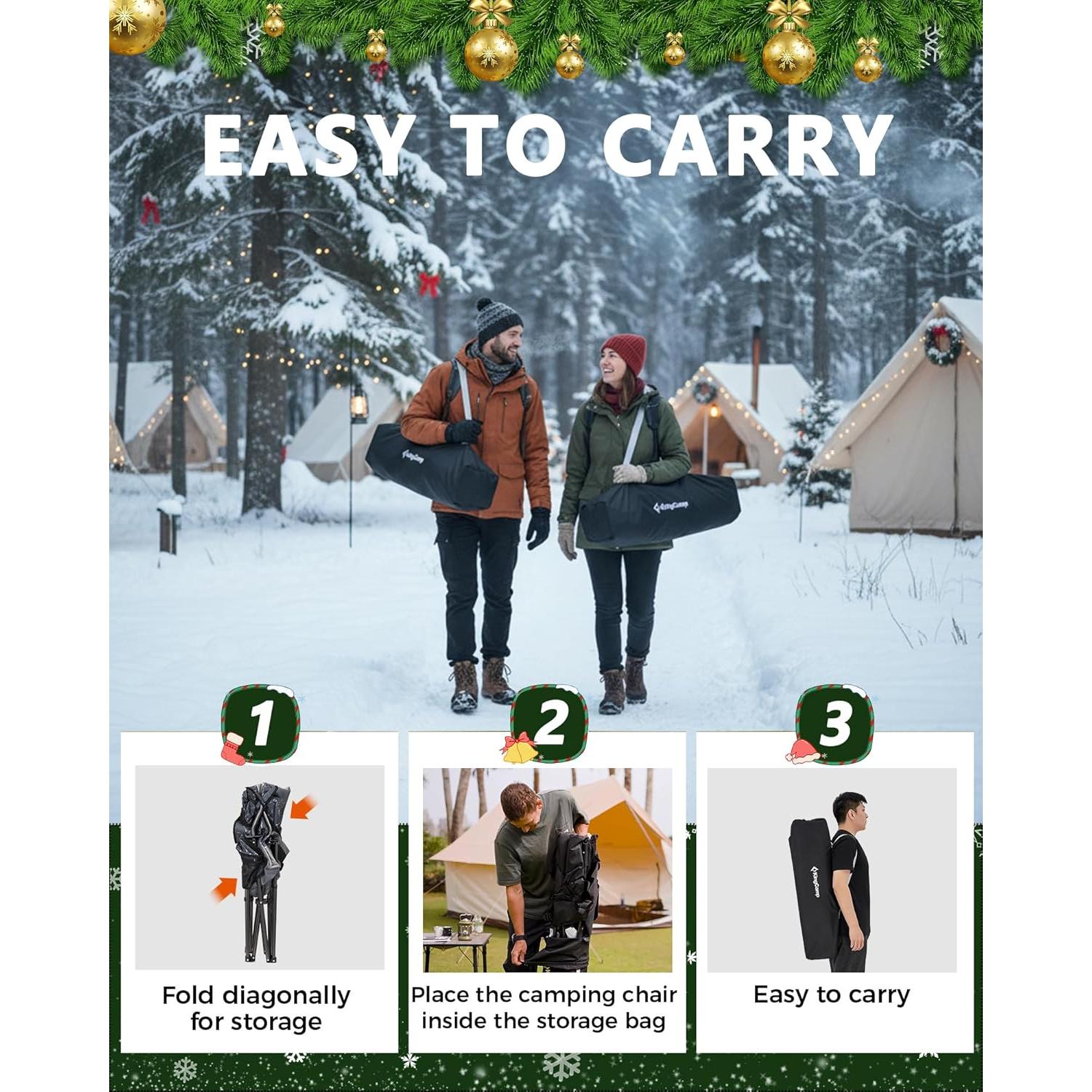 Silla de Camping Plegable KingCamp Grande 204 kg Verde