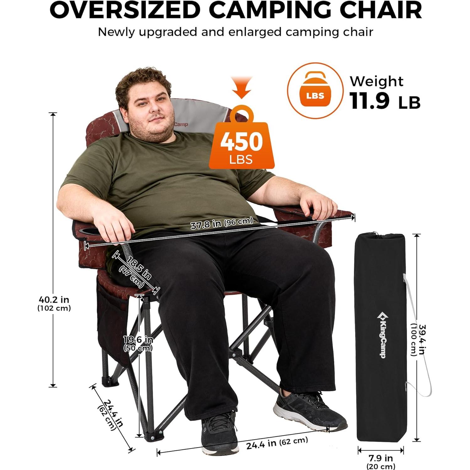 Silla de Camping Plegable KingCamp Sobredimensionada 204 kg