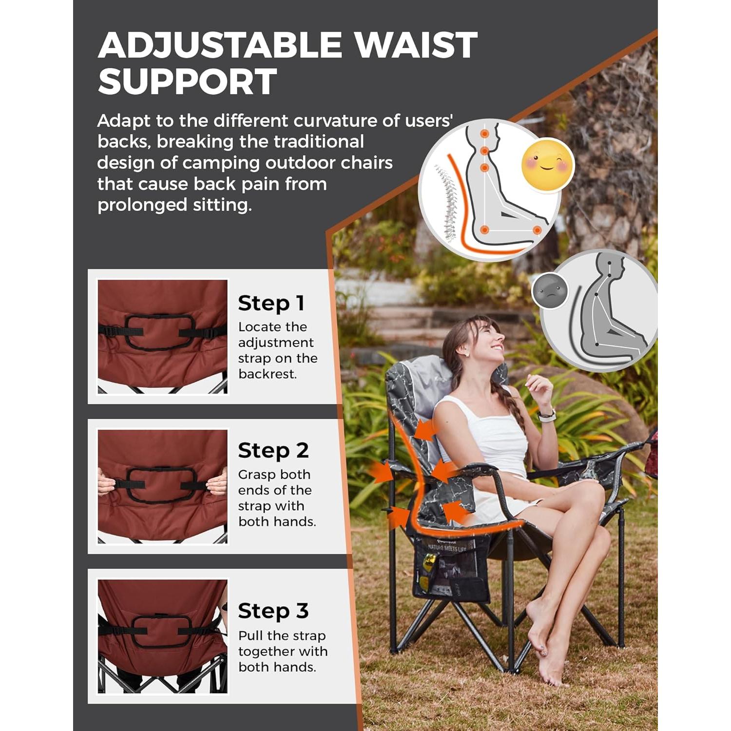 Silla de Camping Plegable KingCamp Sobredimensionada 204 kg