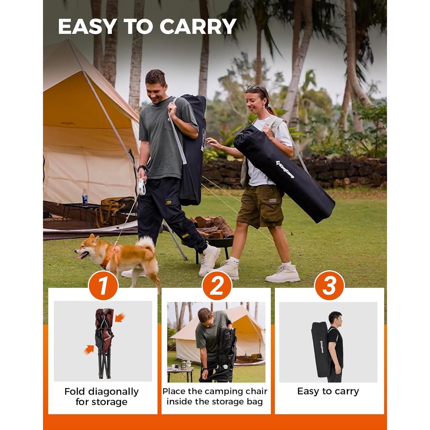 Silla de Camping Plegable KingCamp Sobredimensionada 204 kg