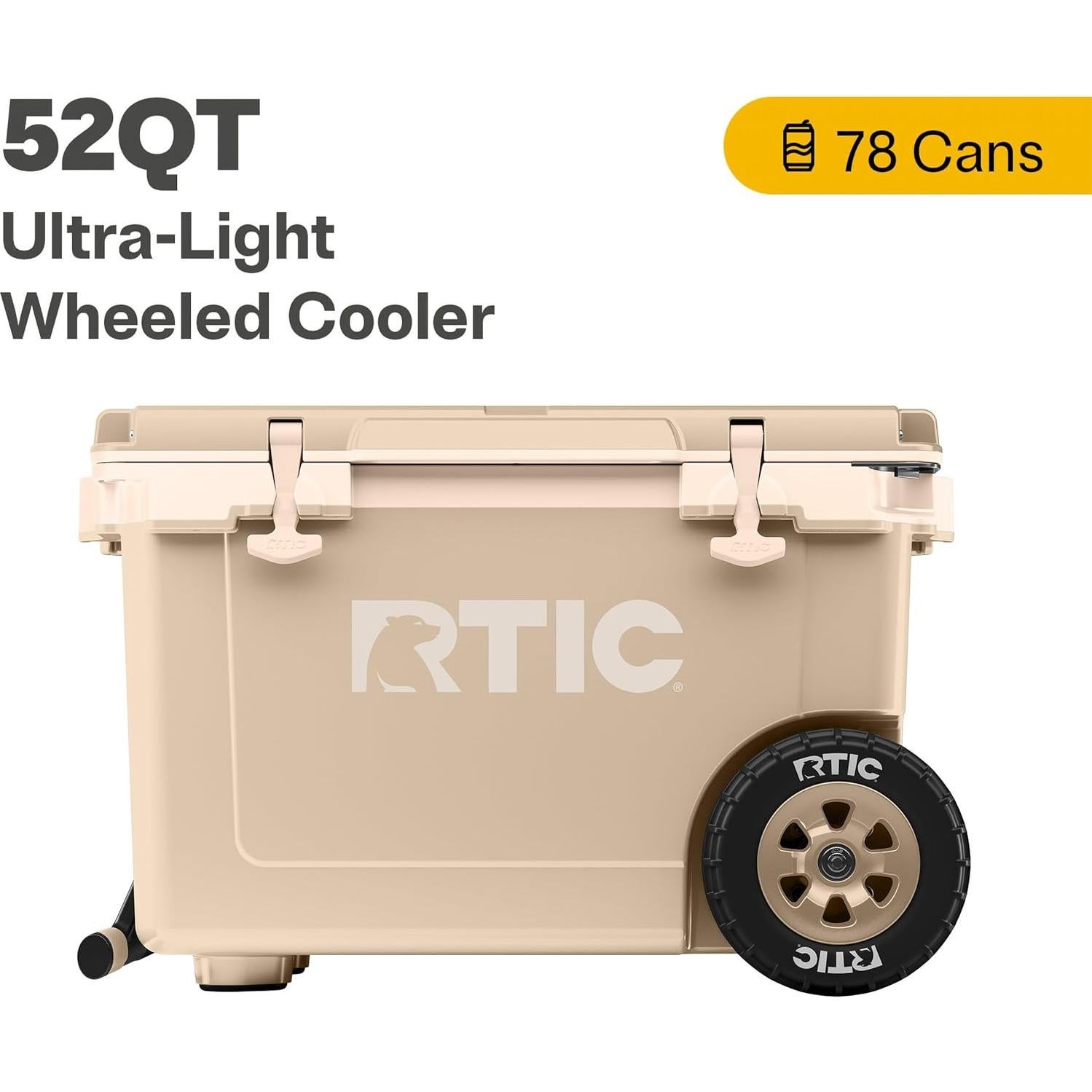 Enfriador RTIC Ultra-Ligero 52 QT con Ruedas Aislado Playa