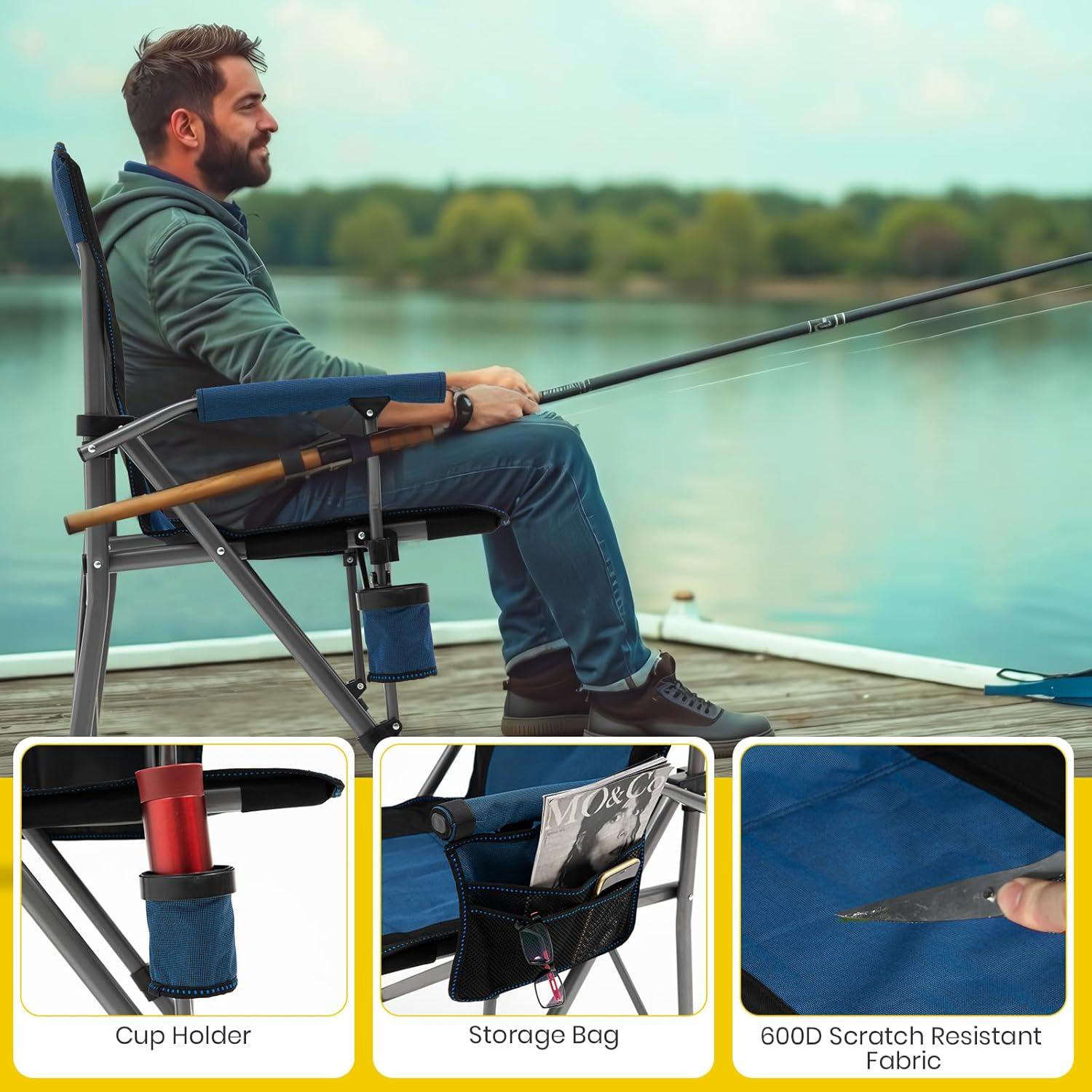 Silla de Camping Plegable XGEAR con Reposabrazos y Portavasos