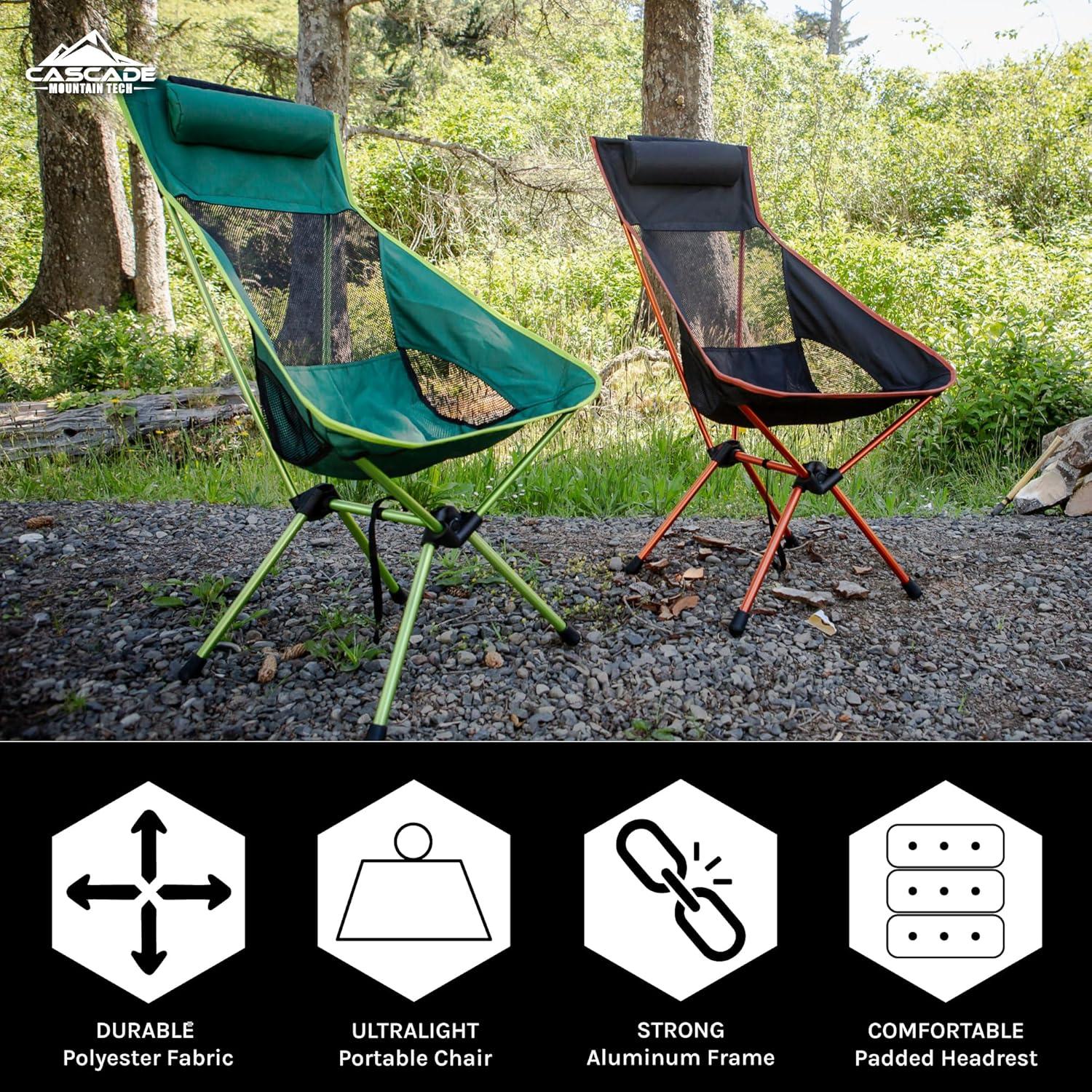 Silla de Campamento Ultraligera Cascade Mountain Tech Negra