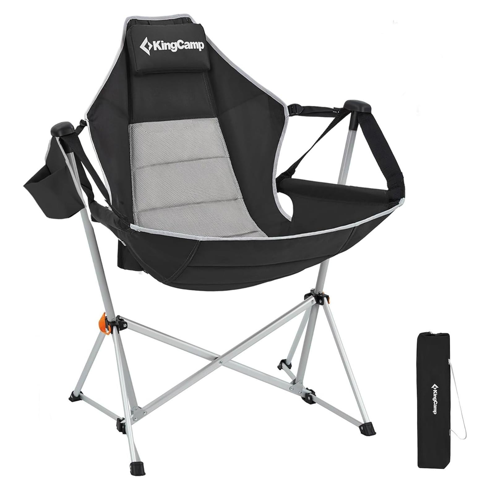 Silla Hamaca KingCamp KC2227 Plegable 181kg Negro/Grey Deluxe