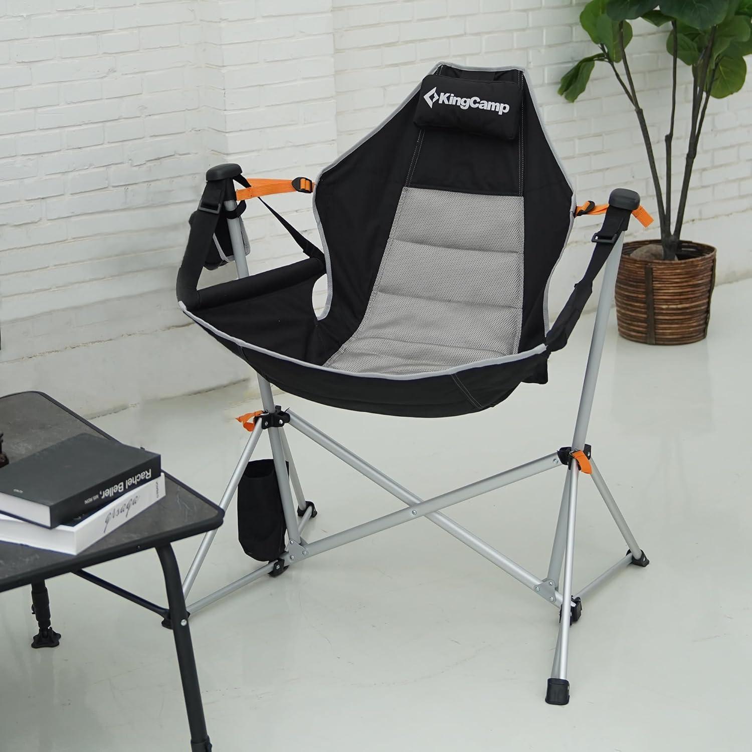 Silla Hamaca KingCamp KC2227 Plegable 181kg Negro/Grey Deluxe