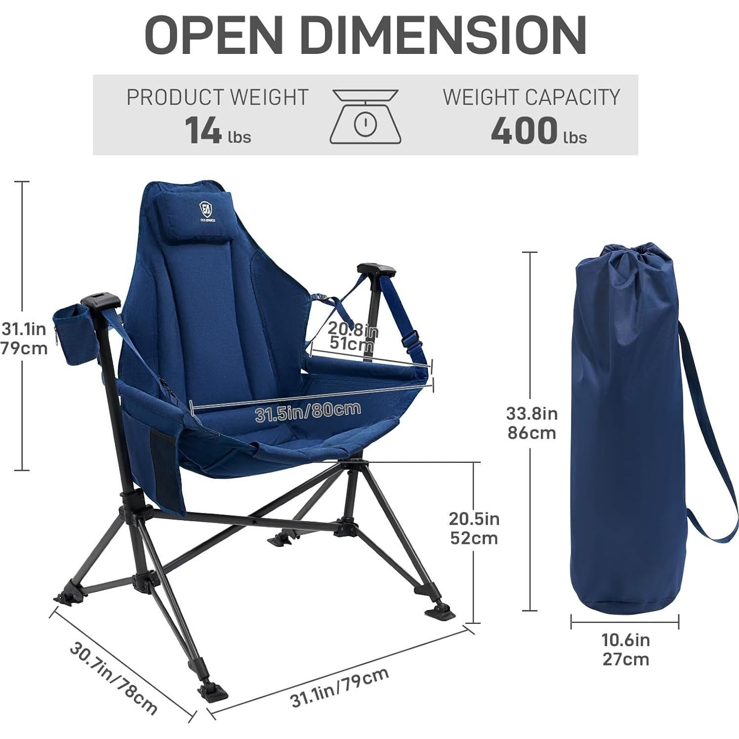 Silla de Camping Plegable EVER ADVANCED Azul 181.44kg