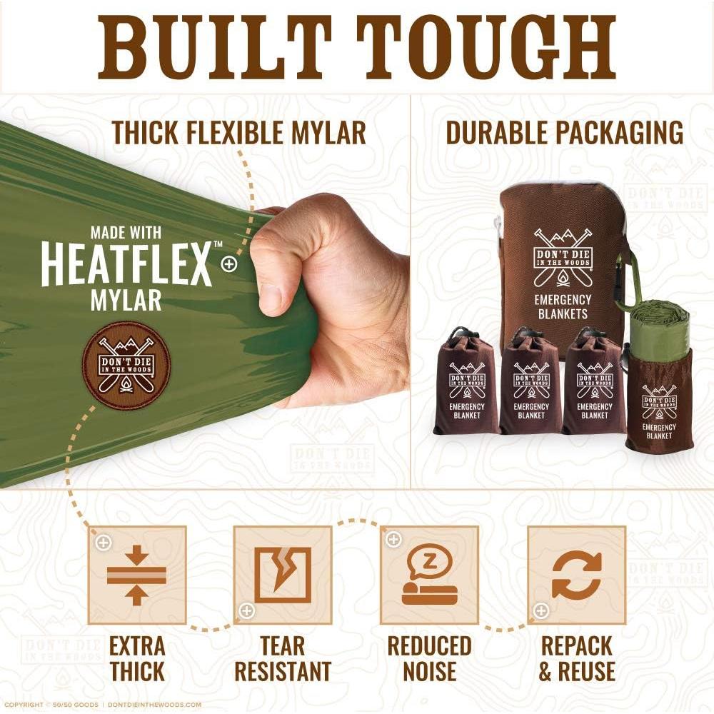 Mantas de Emergencia No Muertas en el Bosque - 4 Unidades Mylar