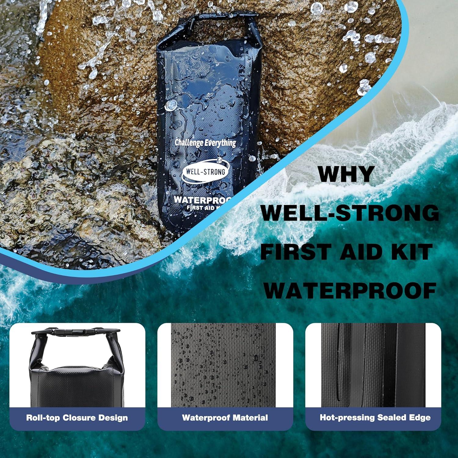 Kit de Primeros Auxilios Impermeable WELL-STRONG 26x9.5cm Negro