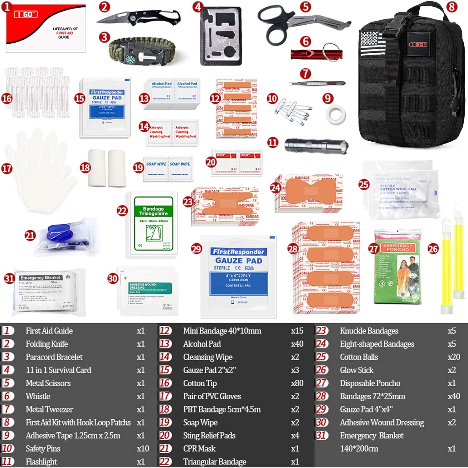 Kit de Primeros Auxilios I GO 251 Piezas Bolsa Táctica Negra